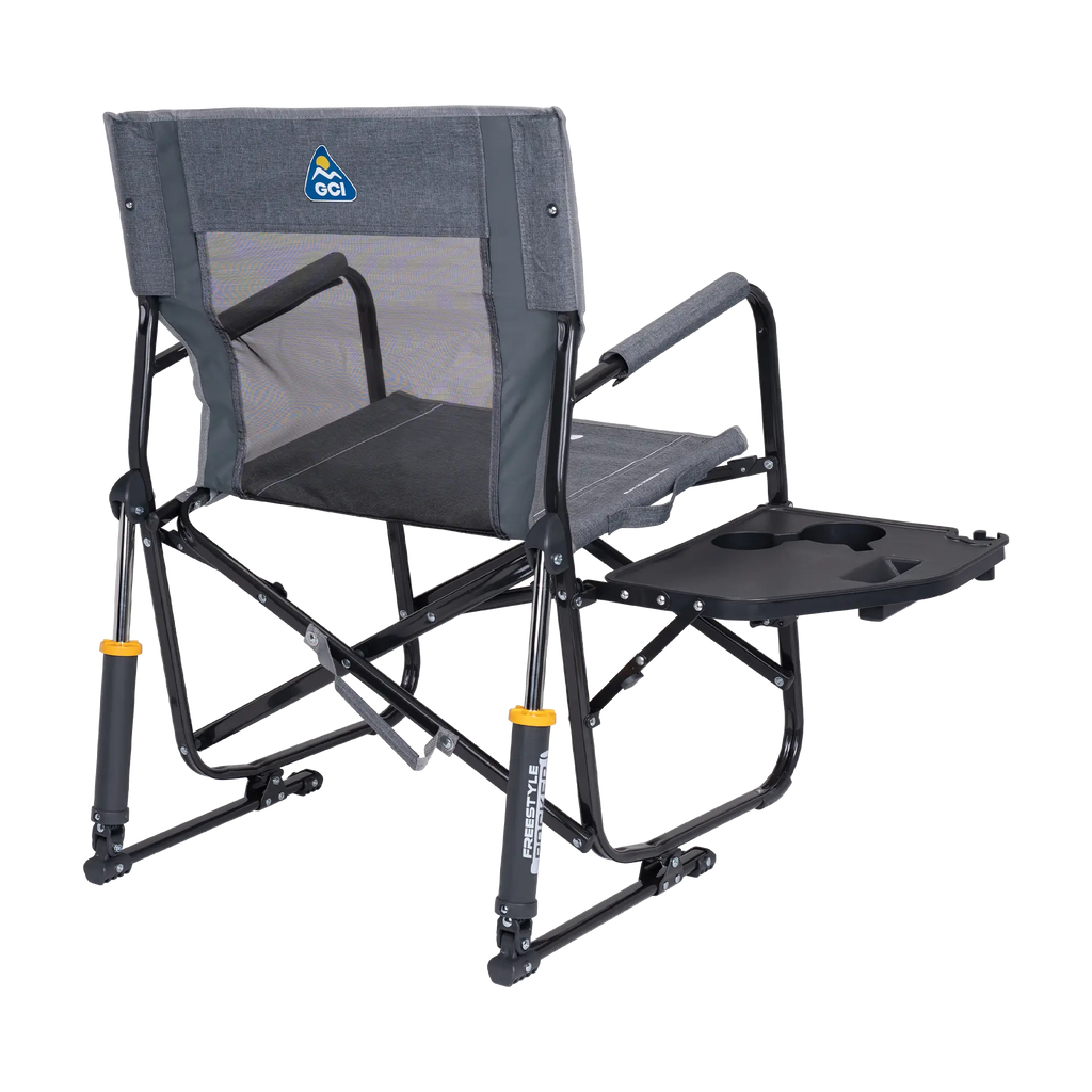 Premium All-Weather Freestyle Rocker with Side Table - Choice 853 - Heavy-Duty Kickback Rocker with Beverage Holder Detail