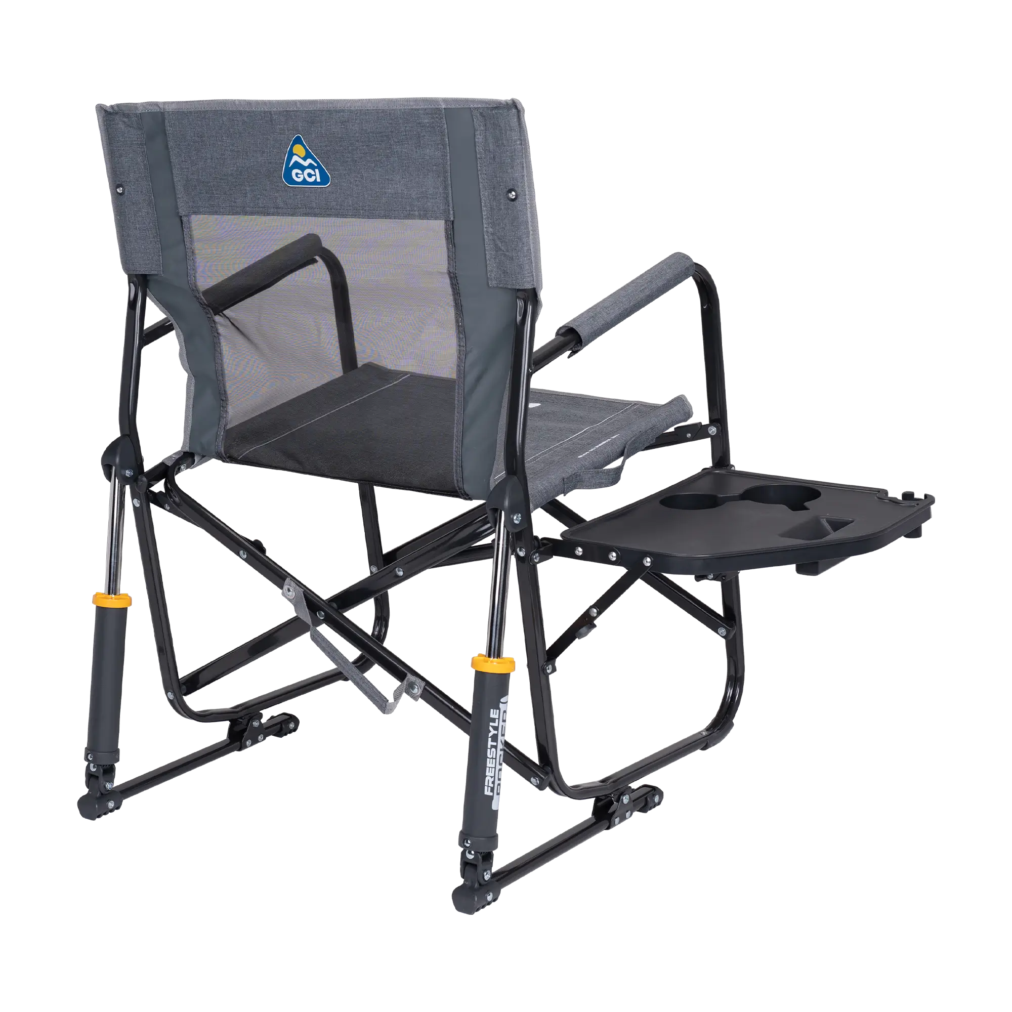 Premium All-Weather Freestyle Rocker with Side Table - Choice 853 - Heavy-Duty Kickback Rocker with Beverage Holder Detail