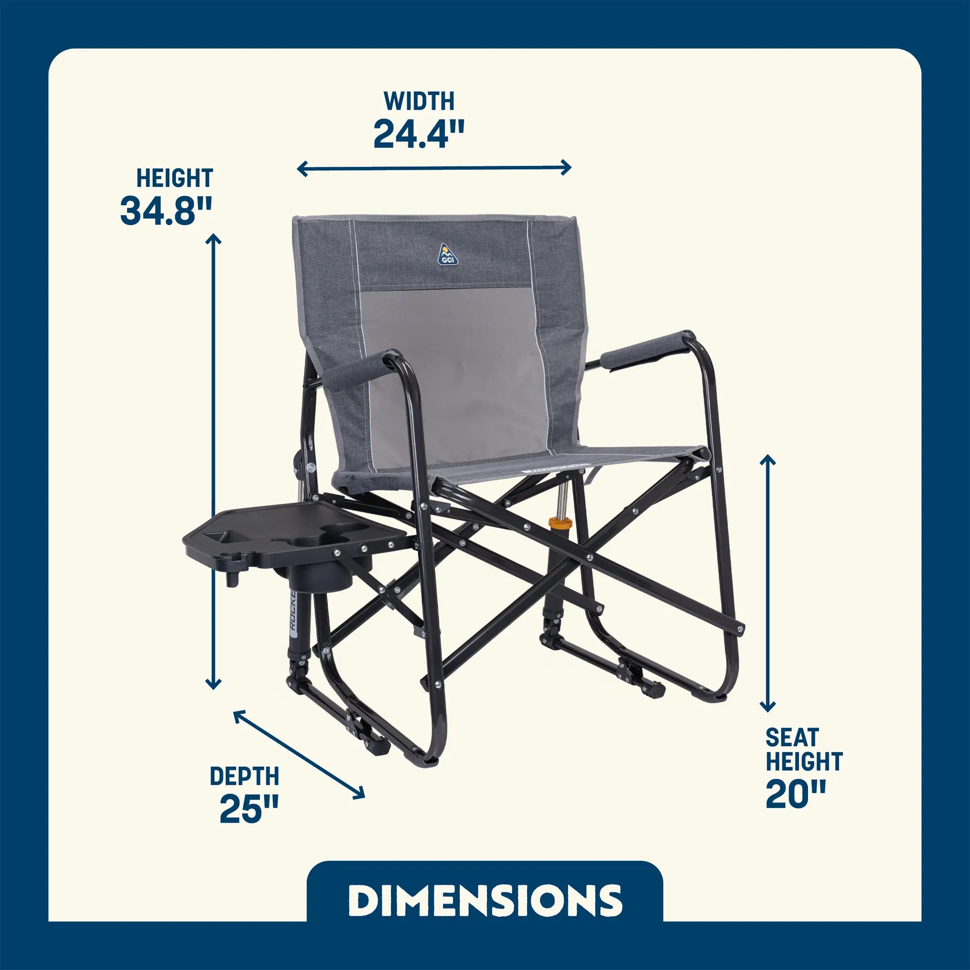 Premium All-Weather Freestyle Rocker with Side Table - Choice 853 - Heavy-Duty Kickback Rocker with Beverage Holder Detail
