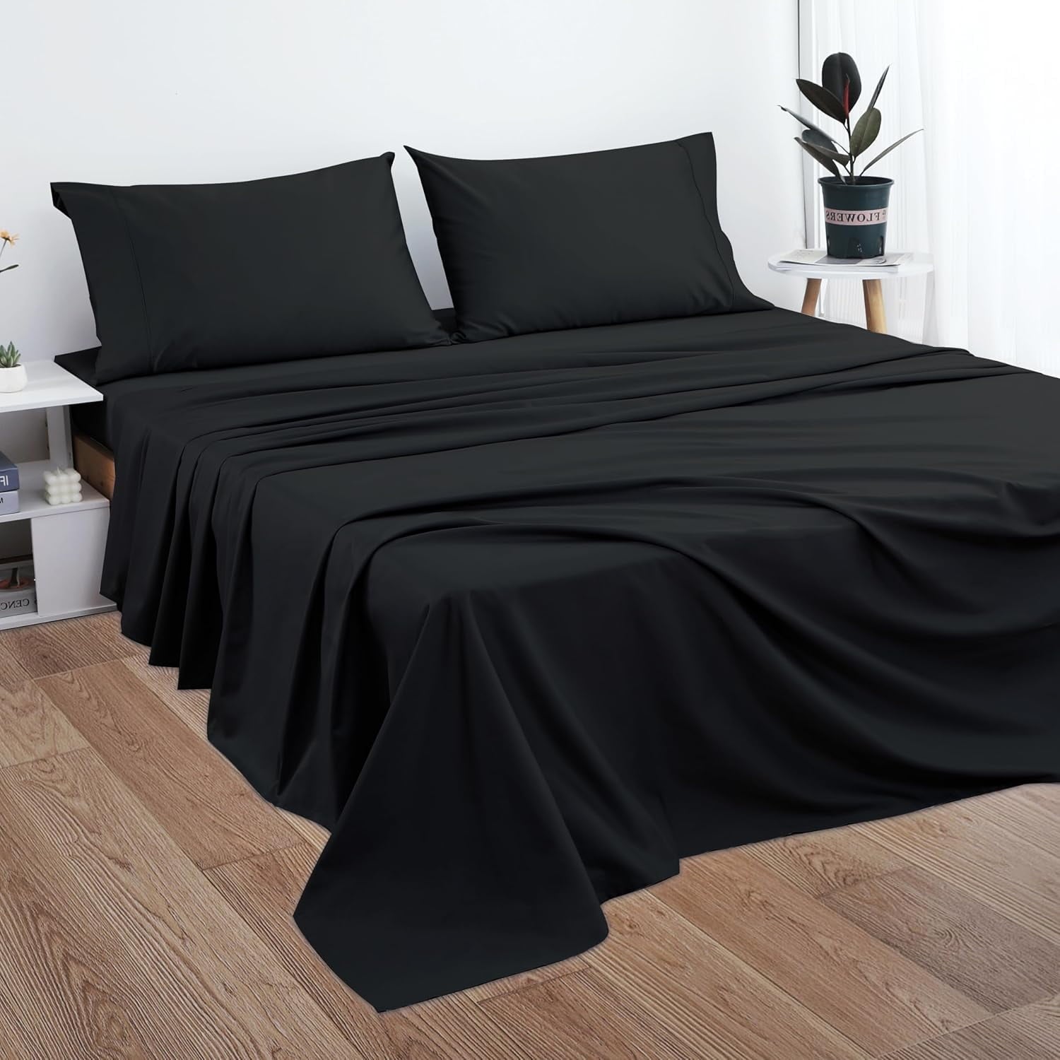 Breathable Luxury Sheet Only, 600 Thread Count 100% Egyptian Top Sheet 1Pcs, Cool & Breathable Bed Sheets Wrinkle, Fade, Stain Resistan... - Premium Ultra-Soft Pillowcase Pair for Sleeping Detail