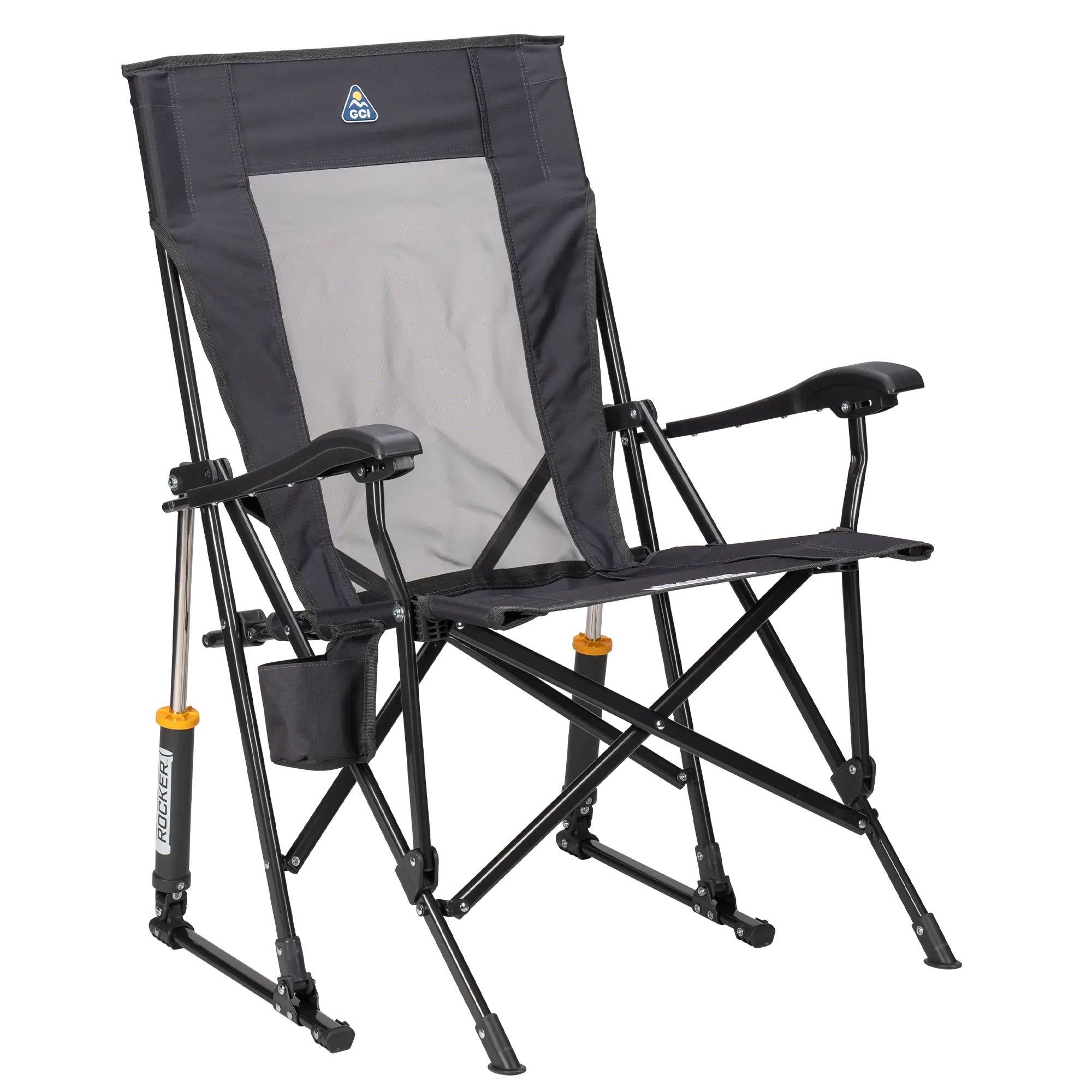 Heavy-Duty Freestyle RoadTrip Rocker - Choice 855 - Patented Spring-Action Rocking Chair for Camping - Dark Charcoal