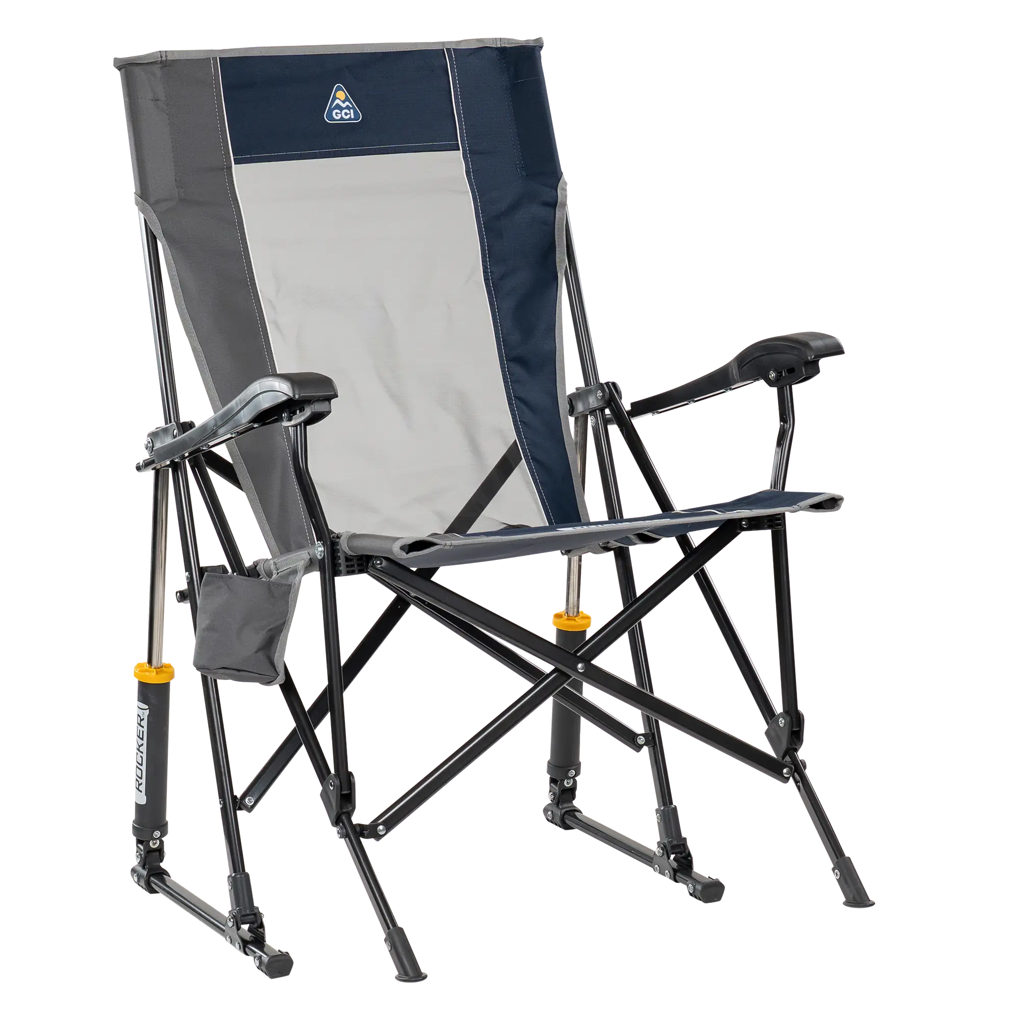 Heavy-Duty Freestyle RoadTrip Rocker - Choice 855 - Patented Spring-Action Rocking Chair for Camping - Indigo