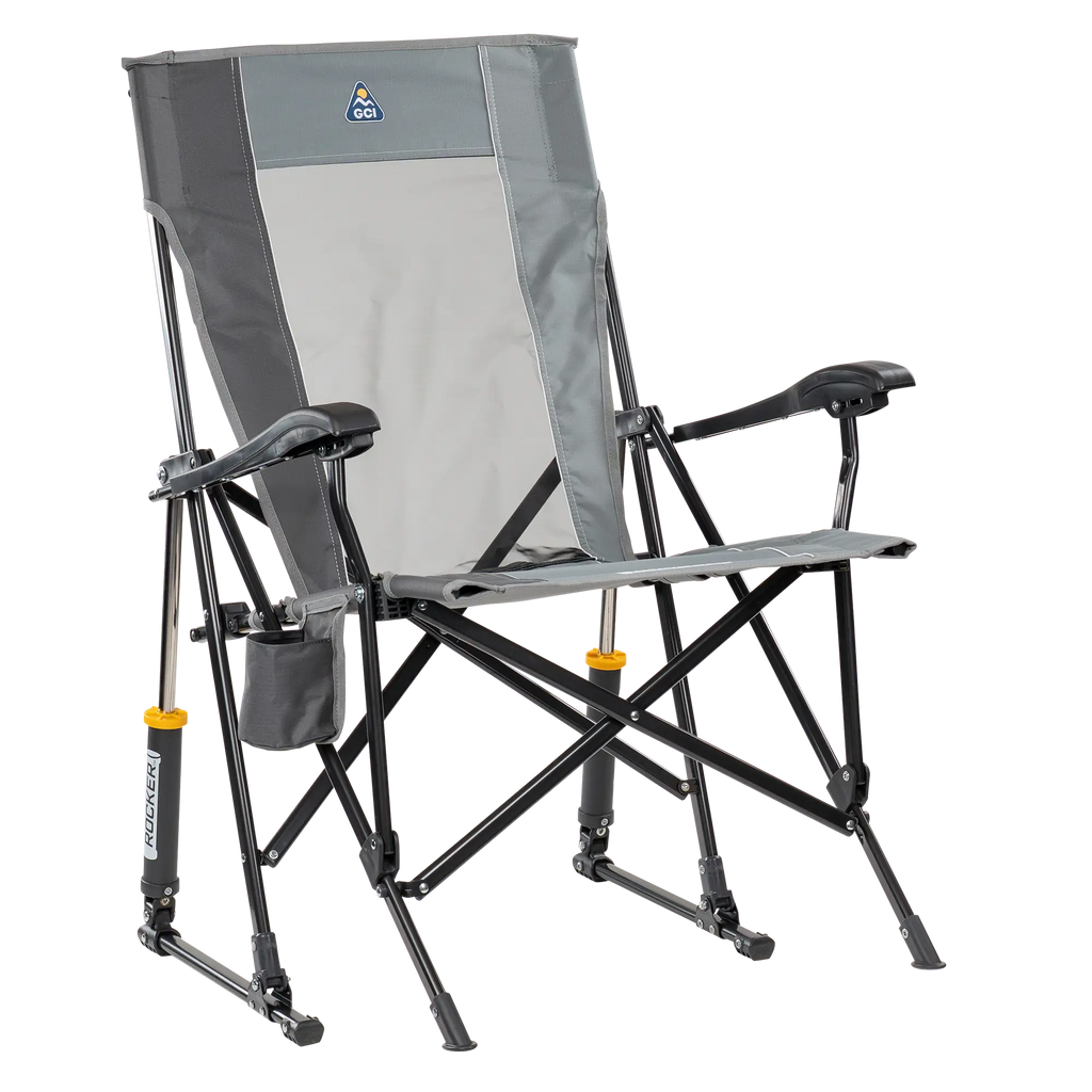Heavy-Duty Freestyle RoadTrip Rocker - Choice 855 - Patented Spring-Action Rocking Chair for Camping - Mercury Gray