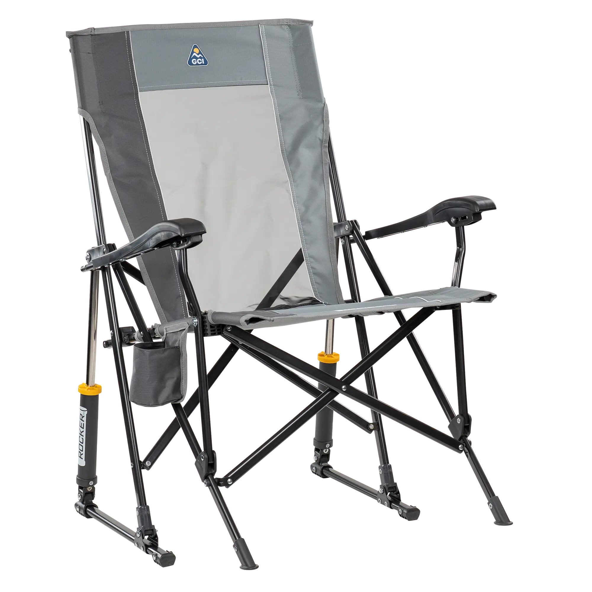 Heavy-Duty Freestyle RoadTrip Rocker - Choice 855 - Patented Spring-Action Rocking Chair for Camping - Mercury Gray