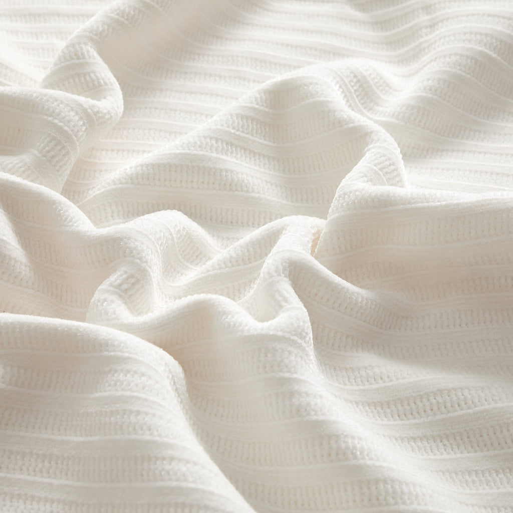 Lightweight Warm Cozy Chenille Reverse to Plush Soft Couch Throw, Vanilla Dream, Standard Size - Super Soft Reversible Sherpa Flannel Blanket Detail