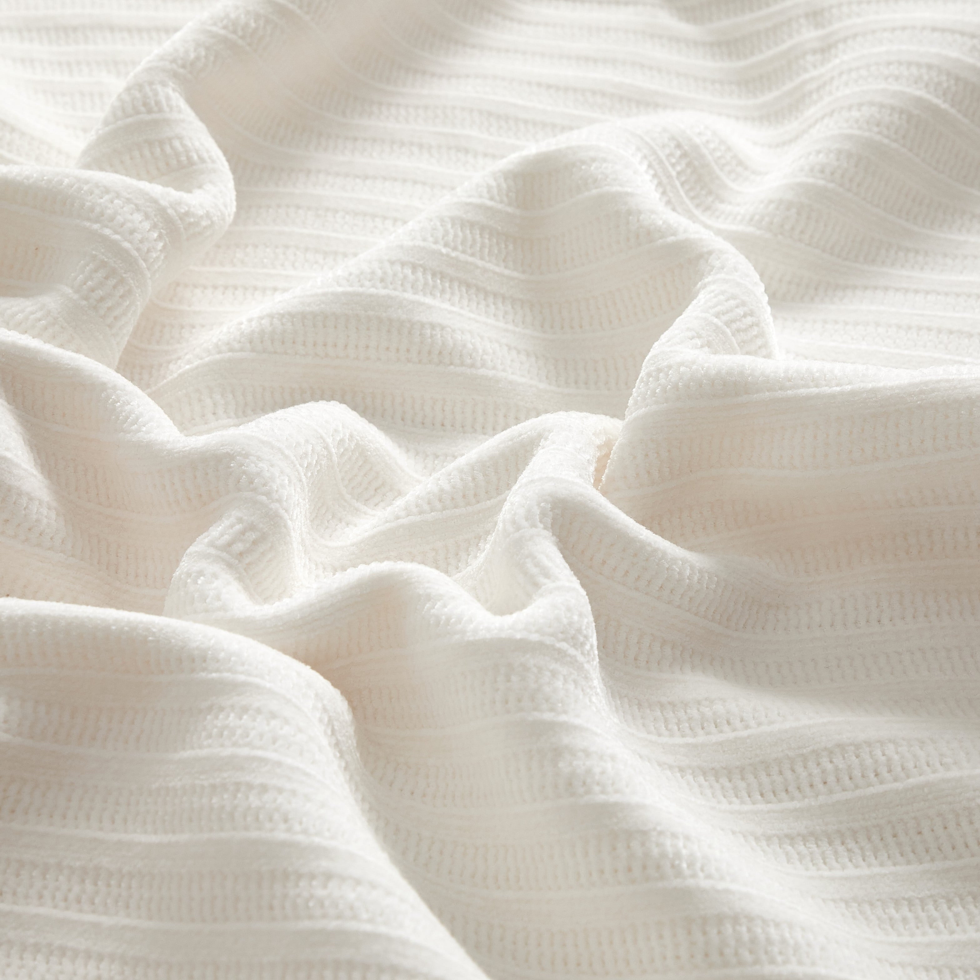 Lightweight Warm Cozy Chenille Reverse to Plush Soft Couch Throw, Vanilla Dream, Standard Size - Super Soft Reversible Sherpa Flannel Blanket Detail