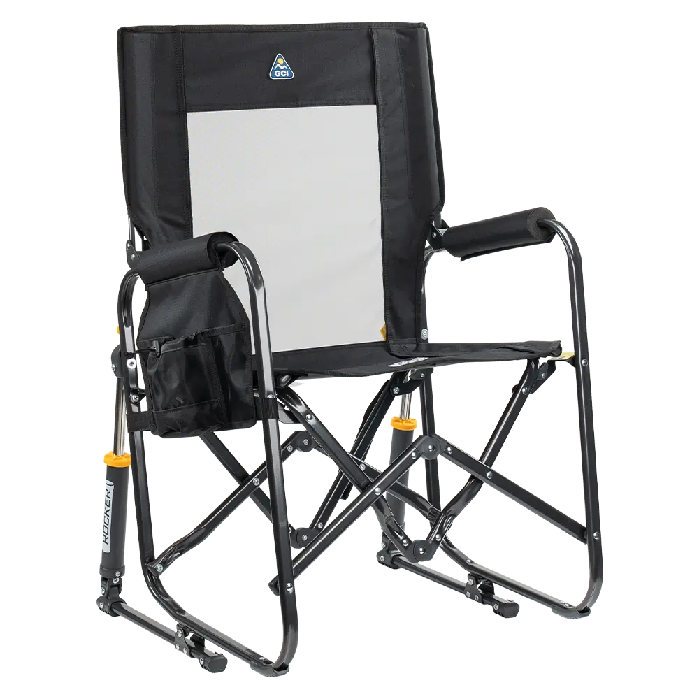 Patented Spring-Action Stowaway Rocker - Choice 794 - Heavy-Duty Kickback Rocker with Beverage Holder - Black