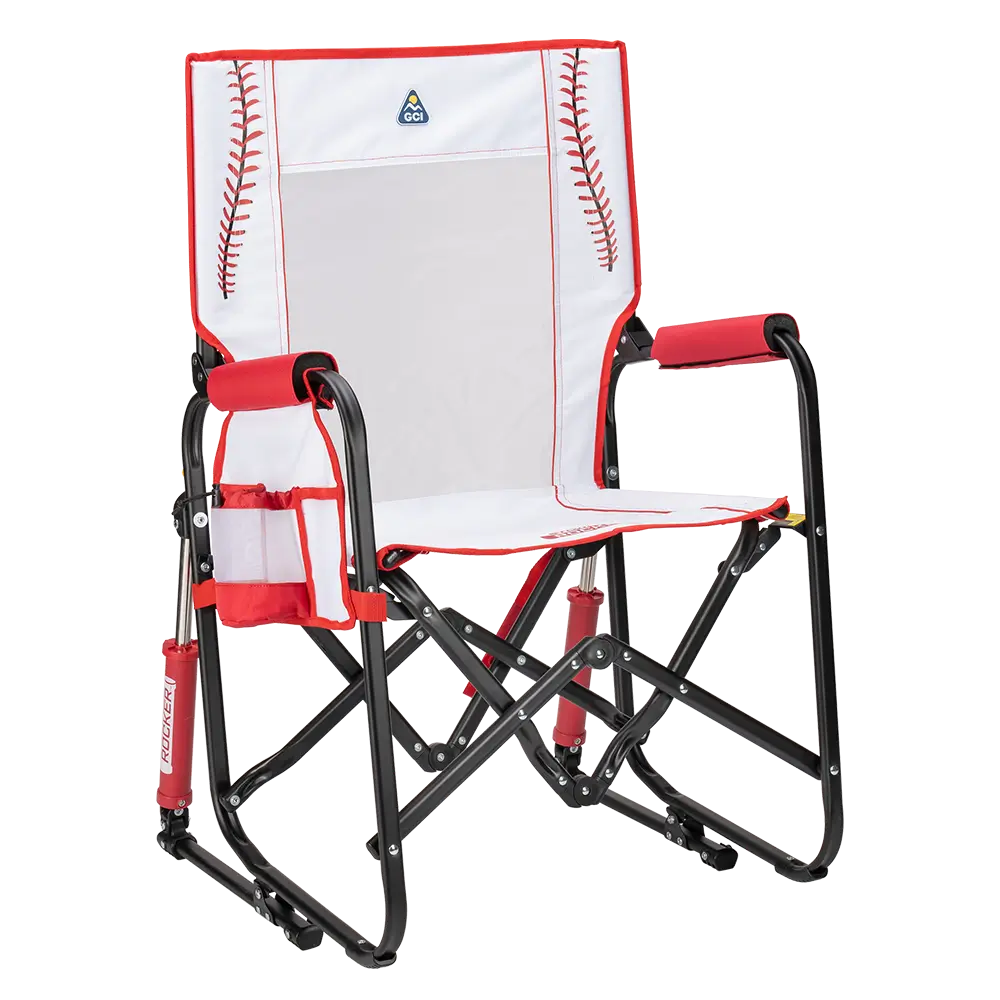 Patented Spring-Action Stowaway Rocker - Choice 794 - Heavy-Duty Kickback Rocker with Beverage Holder - Baseball