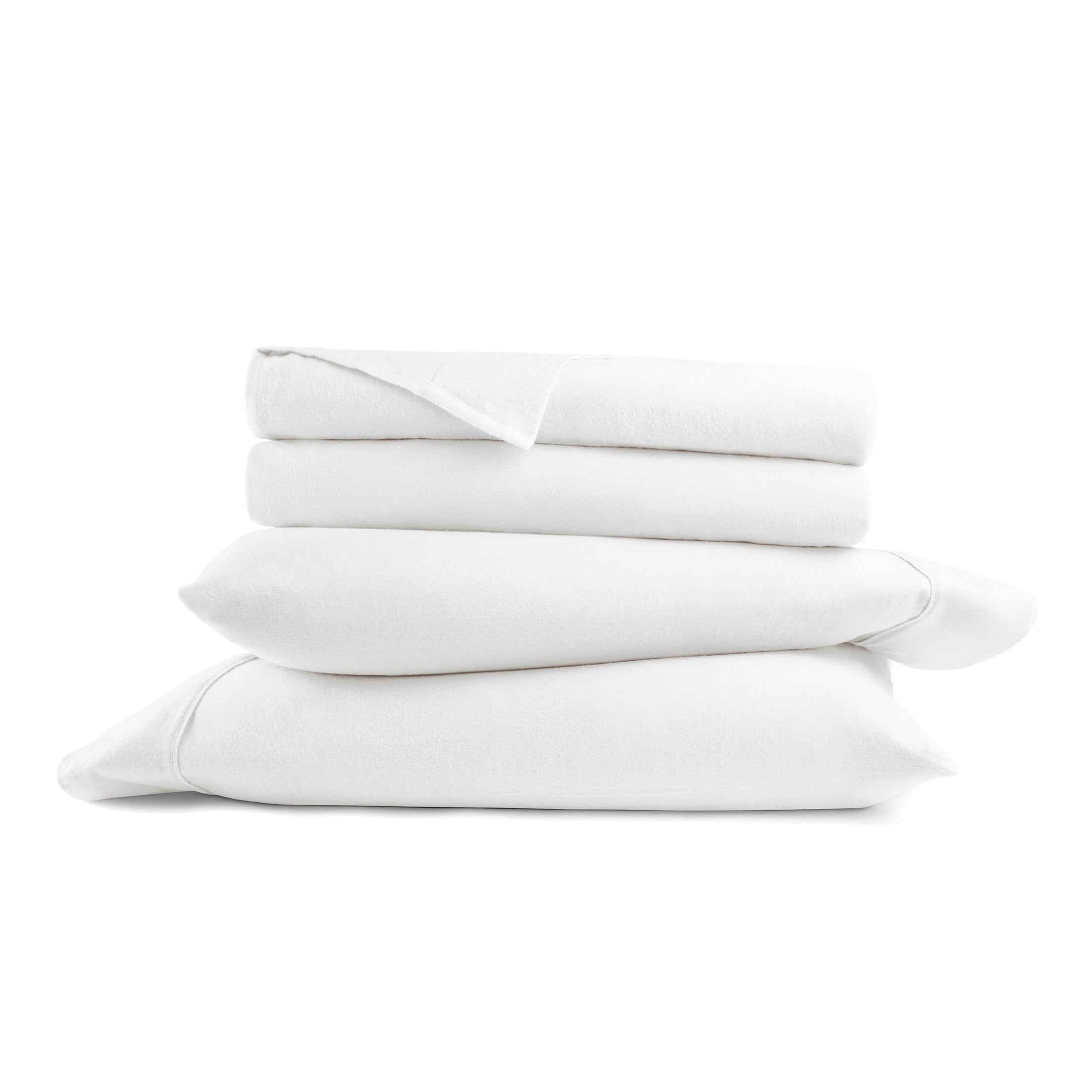 Ultra-Soft 100% Cotton Flannel Bed Sheets Set for Full Size Bedding in White - Cooling Hotel Quality Bedding Sheets and Pillowcases Detail