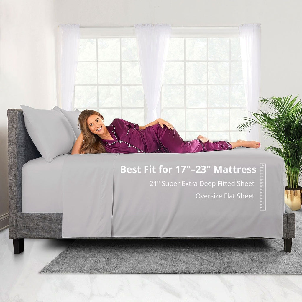Wrinkle-Resistant Bedding 21” King Extra Deep Pocket Sheets - Deep King Fitted Sheet - Super And Ultra Deep Sheet - For Deep Mattress -... - Premium Ultra-Soft Pillowcase Pair for Sleeping Detail