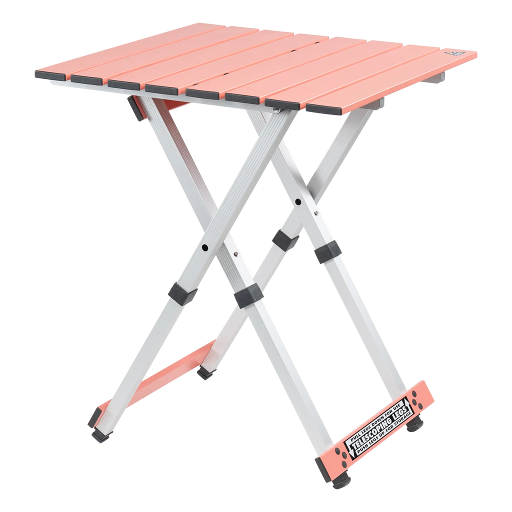 Slim-Fold Compact Camp Table 20 - Choice 513 - Portable Camping Table with Heat-Resistant Countertop - Coral
