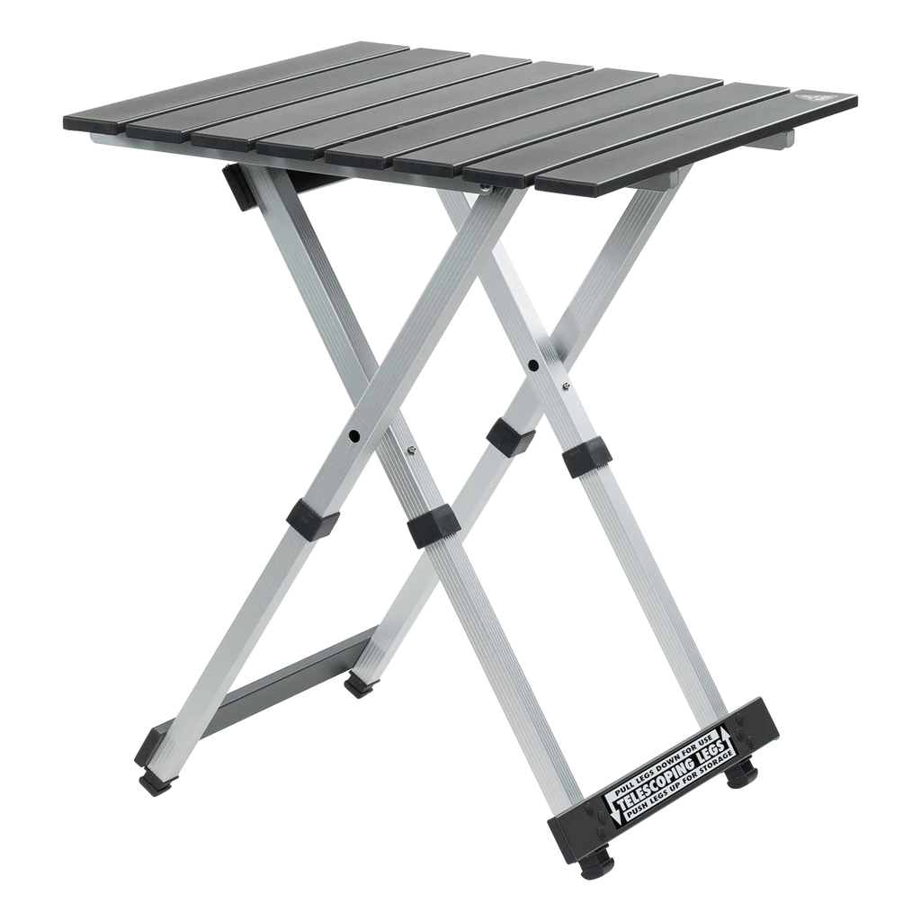 Slim-Fold Compact Camp Table 20 - Choice 513 - Portable Camping Table with Heat-Resistant Countertop - Black Chrome