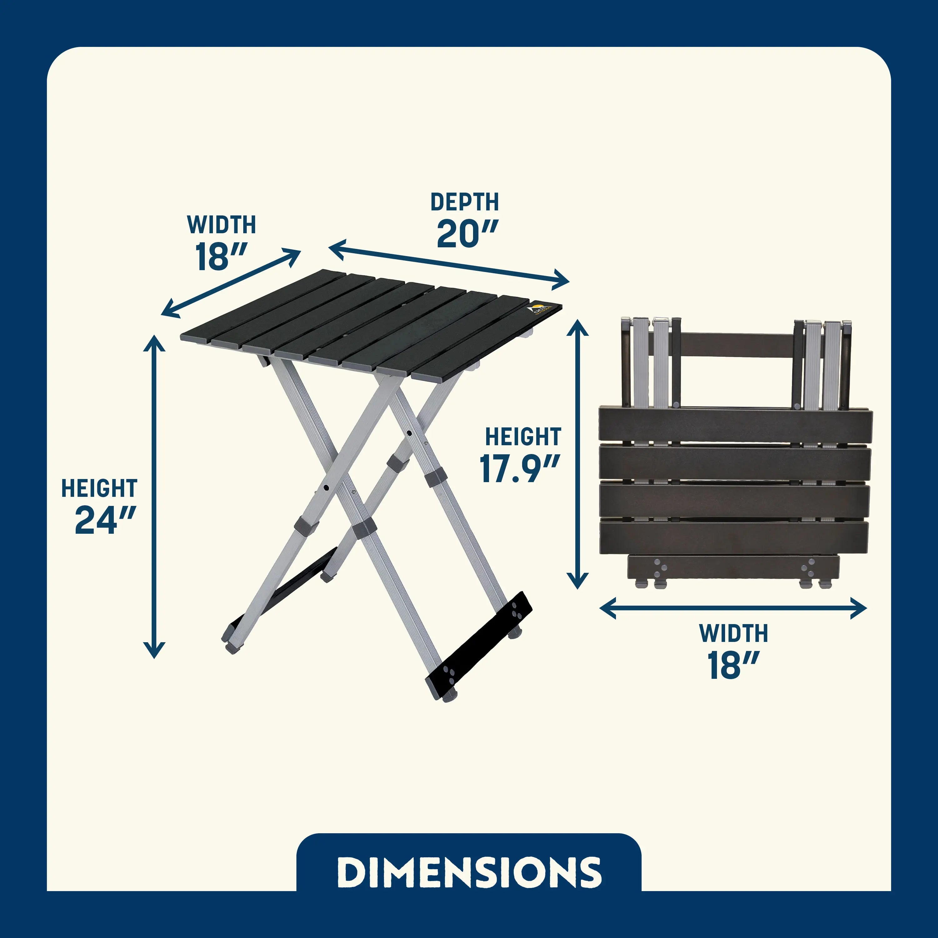 Slim-Fold Compact Camp Table 20 - Choice 513 - Portable Camping Table with Heat-Resistant Countertop Detail