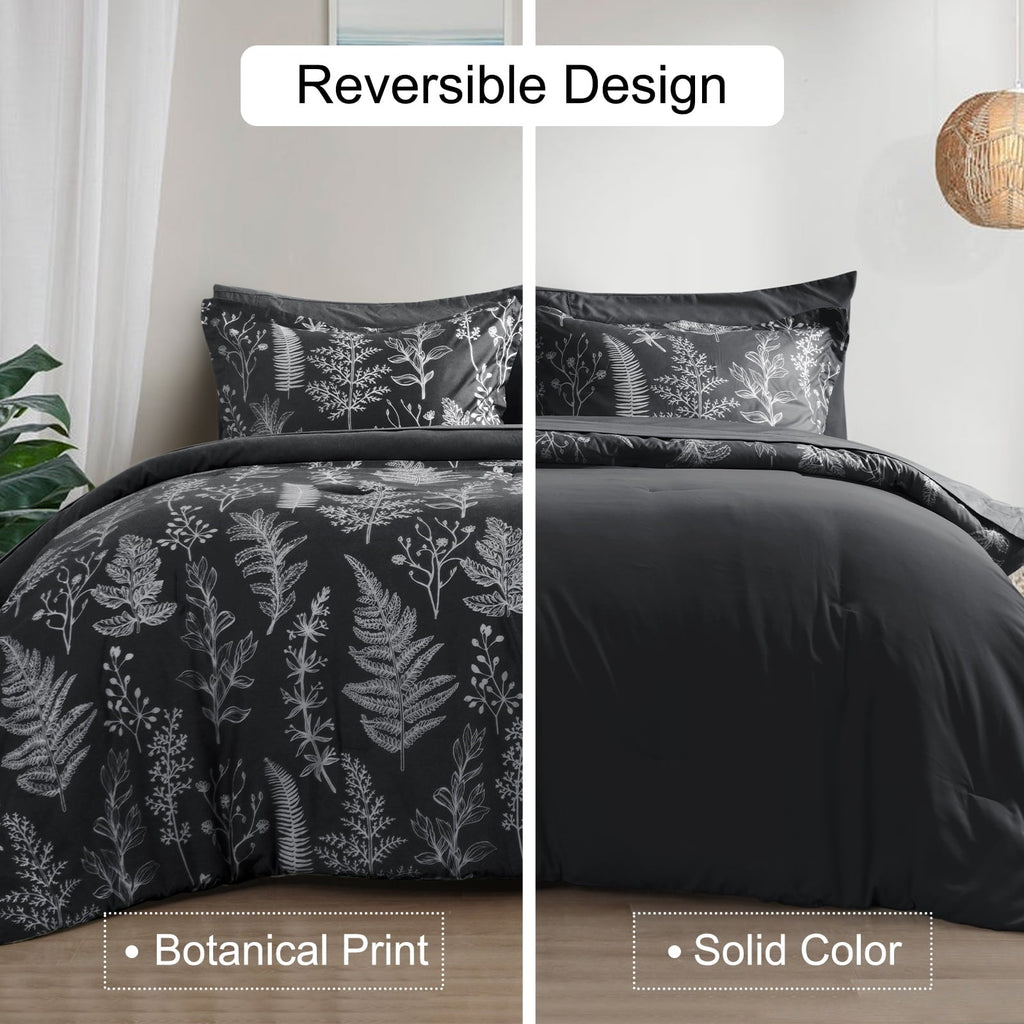 Hypoallergenic Cloud 3 Pieces Printed Comforter Set Queen Size, Lightweight Botanical Floral Bed in a Bag, Ultra Soft Bedding Set with 1 R... - Hypoallergenic Ultra-Fluffy Quilt for Winter Detail