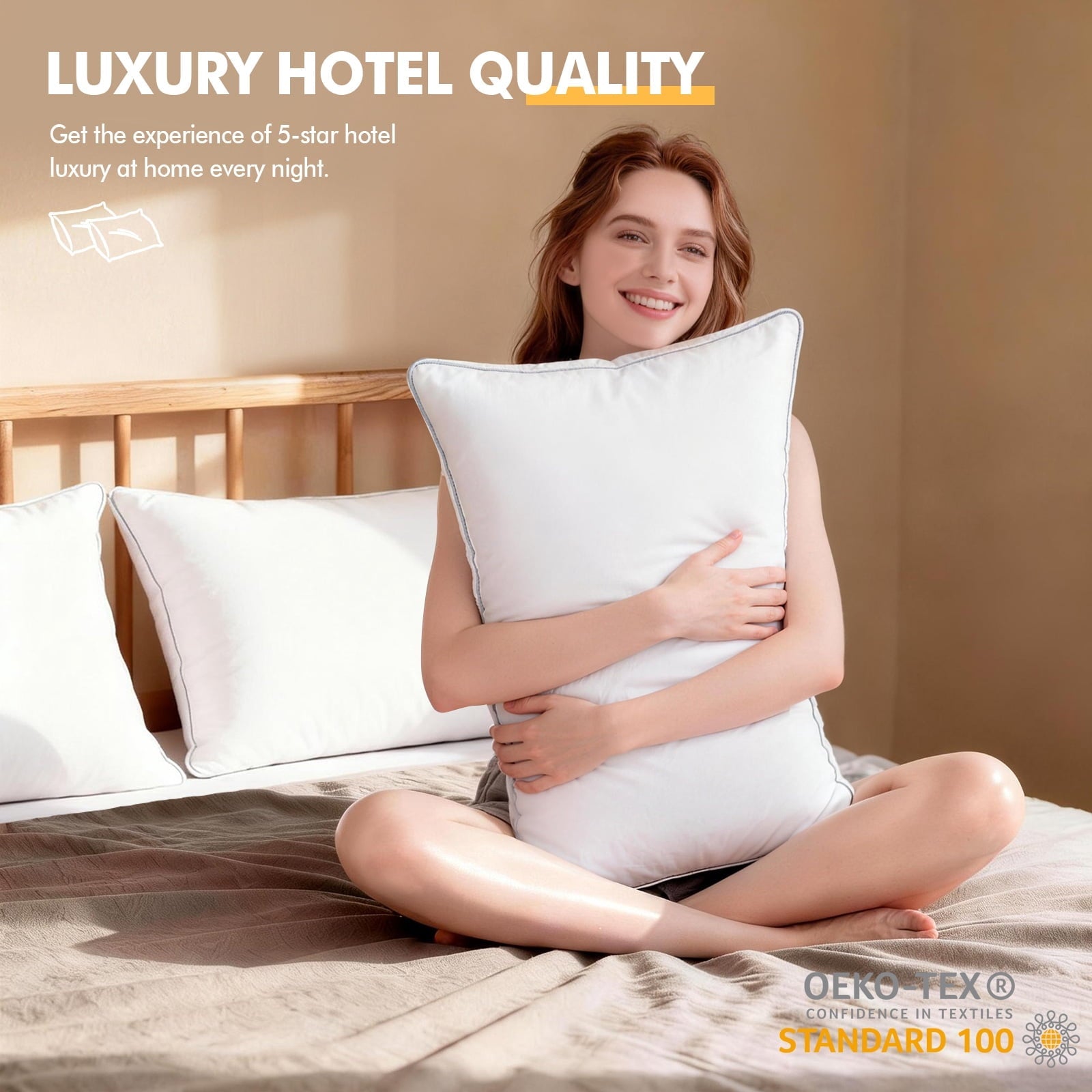 Orthopedic Support Pillows Queen Size Set of 2, Bed Pillows for Side and Back Sleepers, Soft Down Alternative Pillows, Hotel Quality and... - Orthopedic Shredded Foam Bed Pillow Set Detail