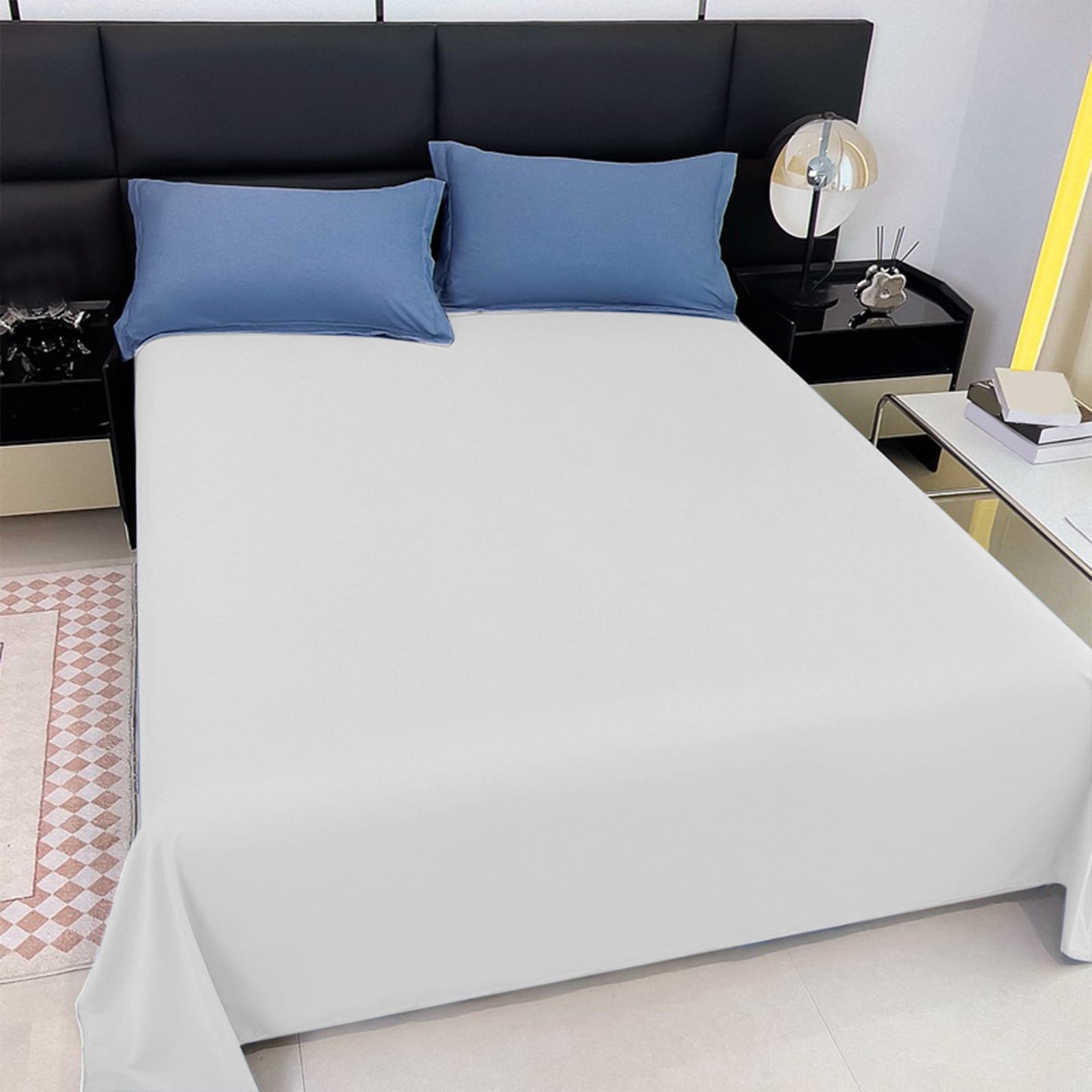 Cooling Sateen Color Twin Size Flat Sheet - Hotel Quality Top Flat Bed Sheet Only, Ultra Soft, Comfy, Breathable & Cooling - Fade & ... - Breathable Egyptian Cotton Flat & Fitted Sheets Detail