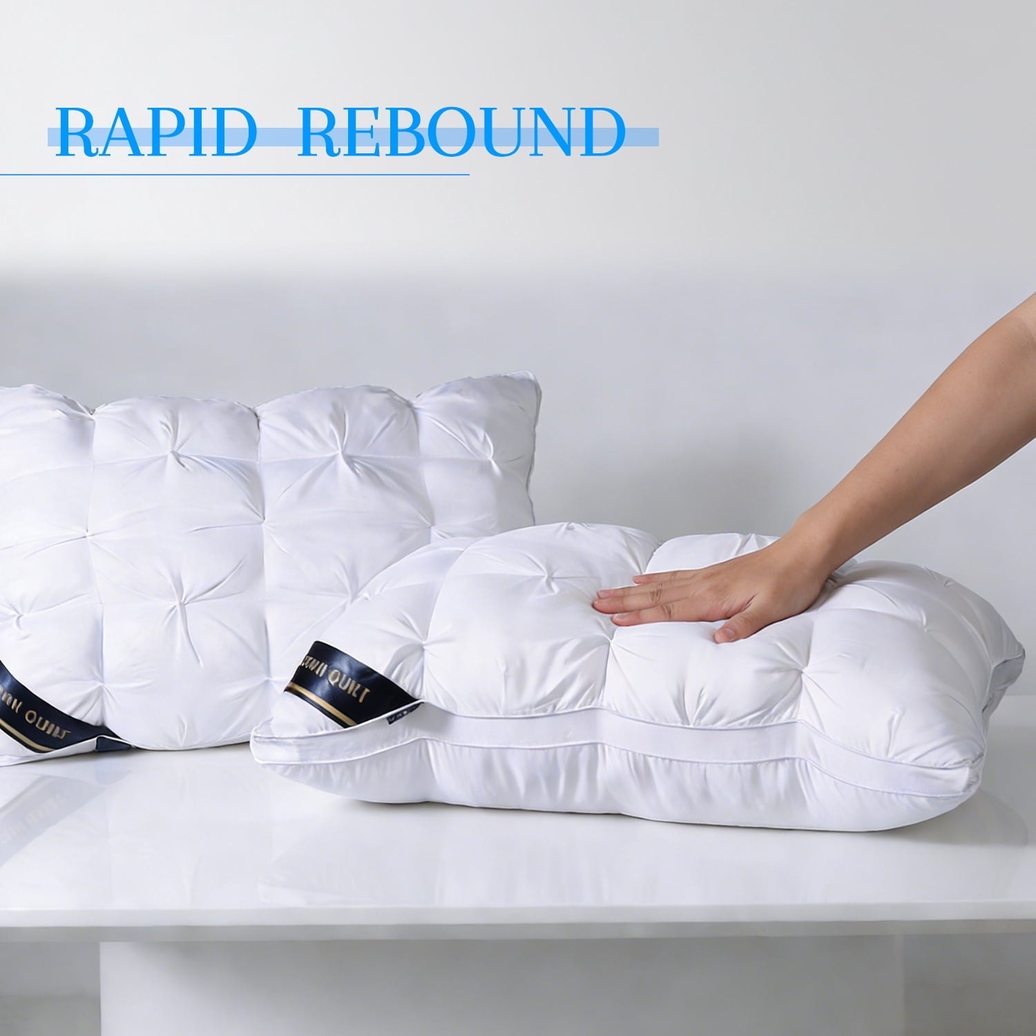 Decorative Plump 2-Pack White Twisted Bed Pillows (20" x 16.5") - Soft Plush Down Alternative, Breathable and Hypoallergenic, Standard... - Hotel Quality Plush Sleeping Pillows Detail