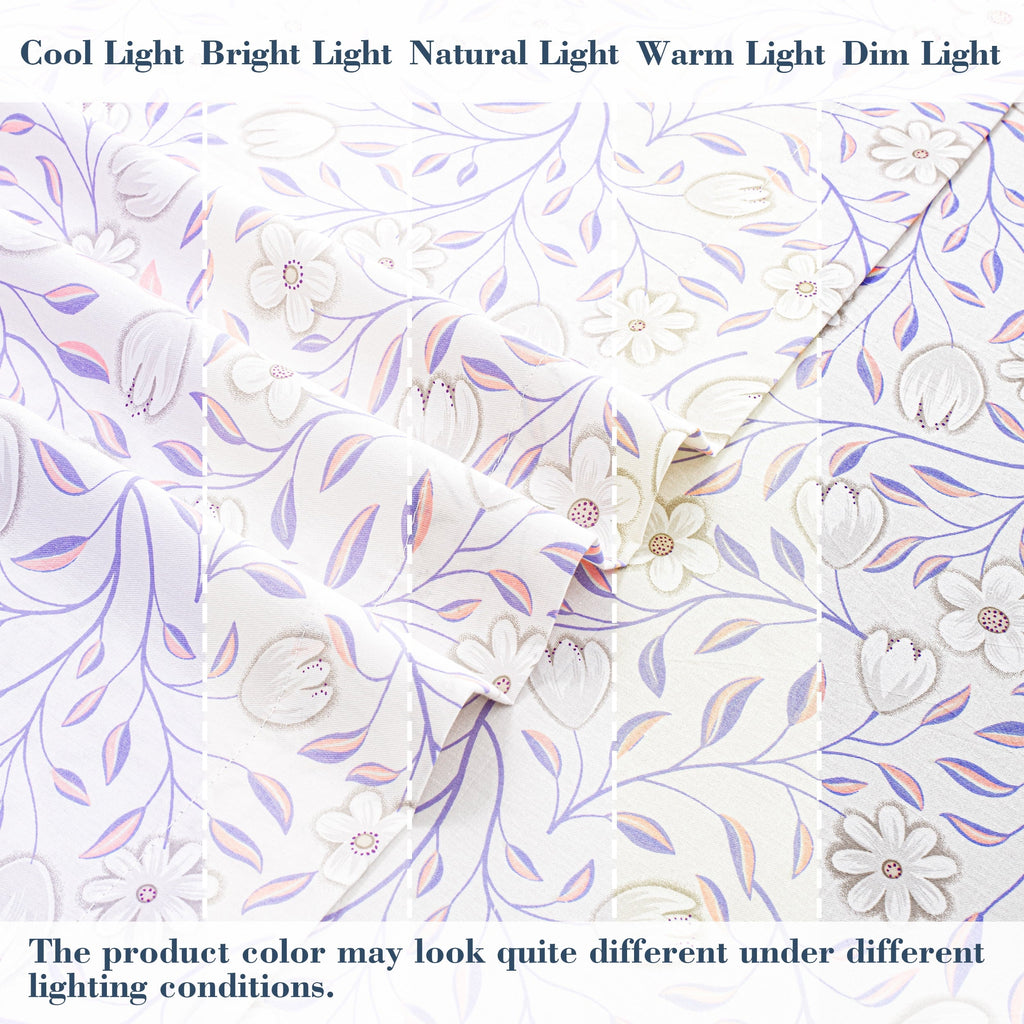 Ultra-Soft 100% Cotton Full Size Sheets,4 Piece Pure Percale Bed Sheets Set Deep Pocket Fits Mattress Upto 15",floral vine pattern - Cooling Hotel Quality Bedding Sheets and Pillowcases Detail