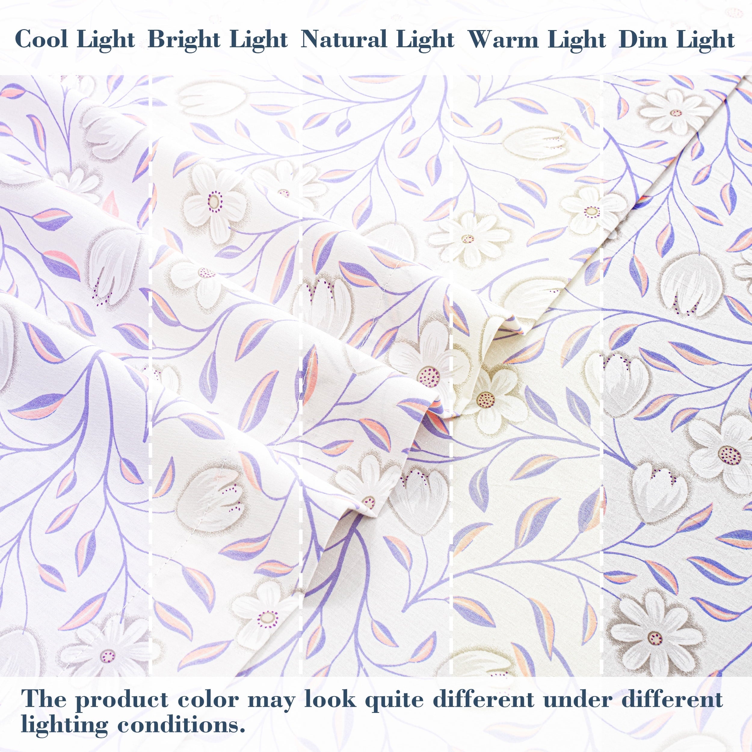 Ultra-Soft 100% Cotton Full Size Sheets,4 Piece Pure Percale Bed Sheets Set Deep Pocket Fits Mattress Upto 15",floral vine pattern - Cooling Hotel Quality Bedding Sheets and Pillowcases Detail