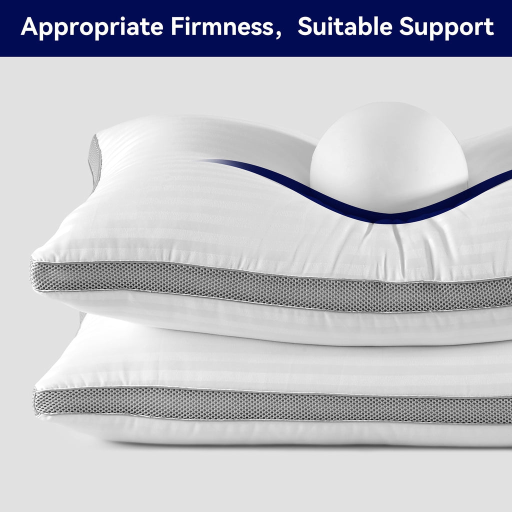 Orthopedic Support Bed Pillows for Sleeping, Queen Size Set of 2, Sandwich Mesh with Breathable Sides, Premium Medium pillows for Back, ... - Orthopedic Shredded Foam Bed Pillow Set Detail