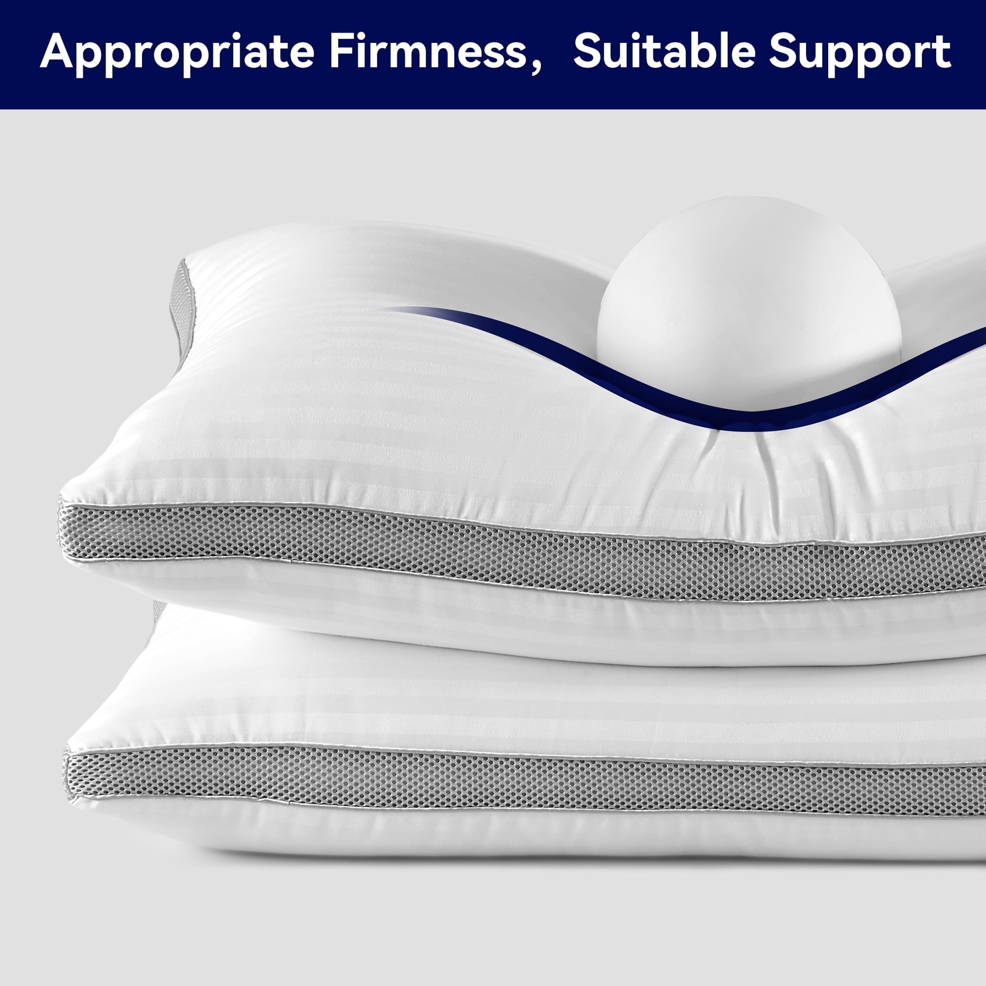 Orthopedic Support Bed Pillows for Sleeping, Queen Size Set of 2, Sandwich Mesh with Breathable Sides, Premium Medium pillows for Back, ... - Orthopedic Shredded Foam Bed Pillow Set Detail