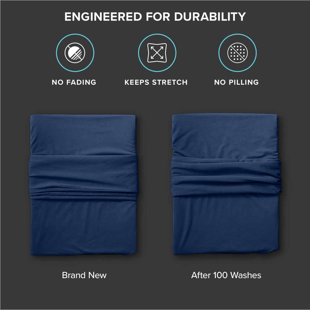 Wrinkle-Resistant Cooling Performance Jersey Knit Stretch Sheet Set, Moisture-Wicking & Breathable, 4-Way Stretch Bed Sheets, Envelope ... - Premium Ultra-Soft Pillowcase Pair for Sleeping Detail