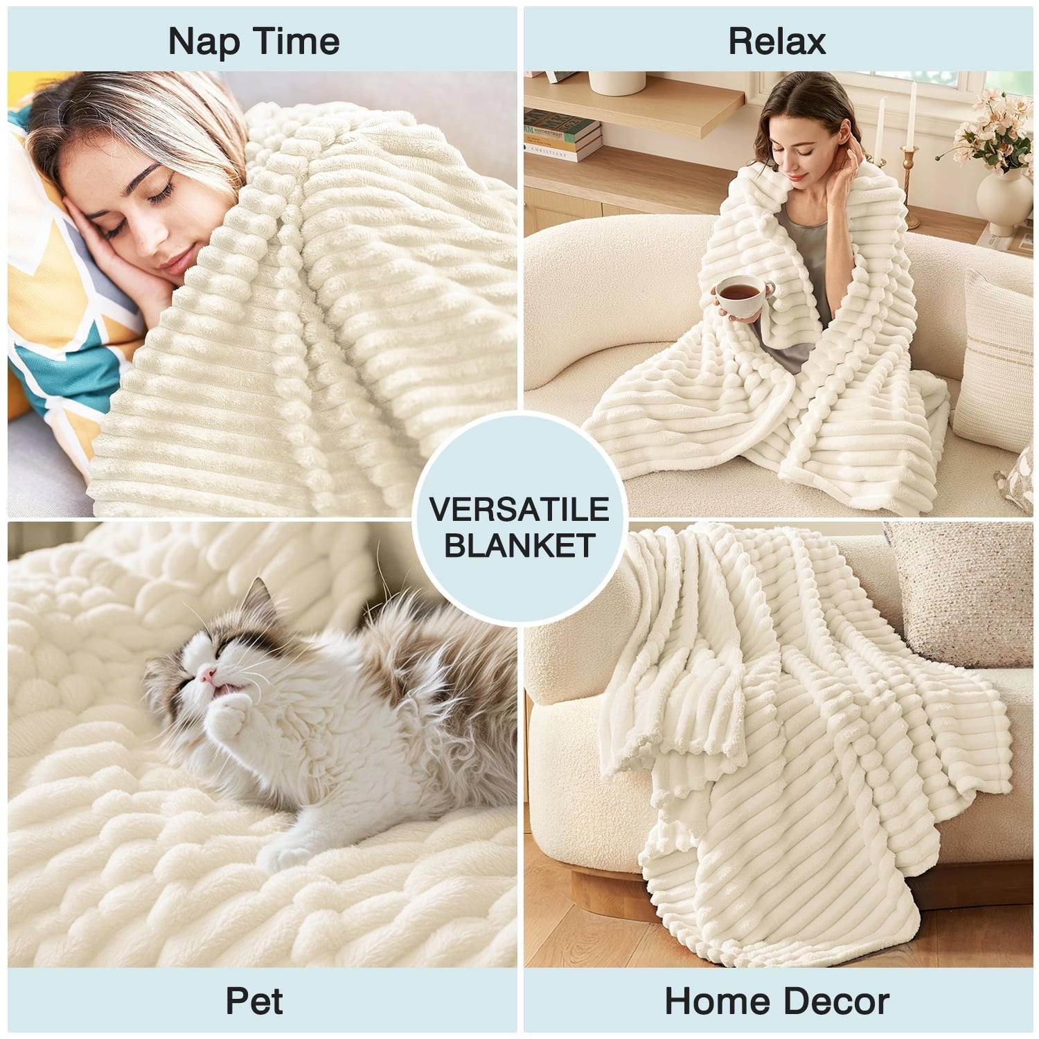 Lightweight Warm Extra Soft with Strip, Plush Fuzzy Cozy Bed s and s for Couch,Bed,Sofa,Lightweight and Versatile s for Office Bedroom... - Luxury Knitted Decorative Throw Blanket with Fringes Detail