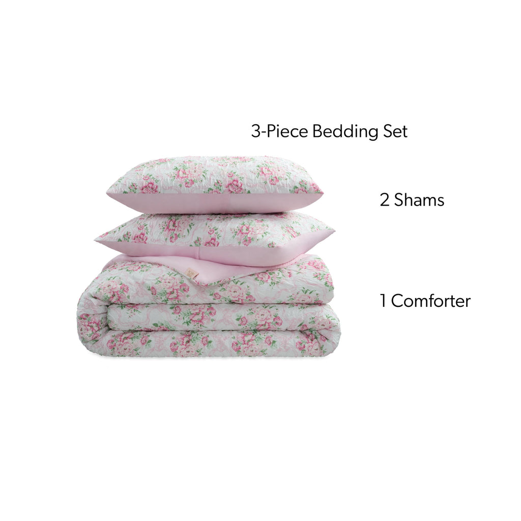 Luxurious Quilted 2-Piece Coquette Floral Pink Comforter Set, Twin/Twin XL - All-Season Down Alternative Comforter Insert - Default Title