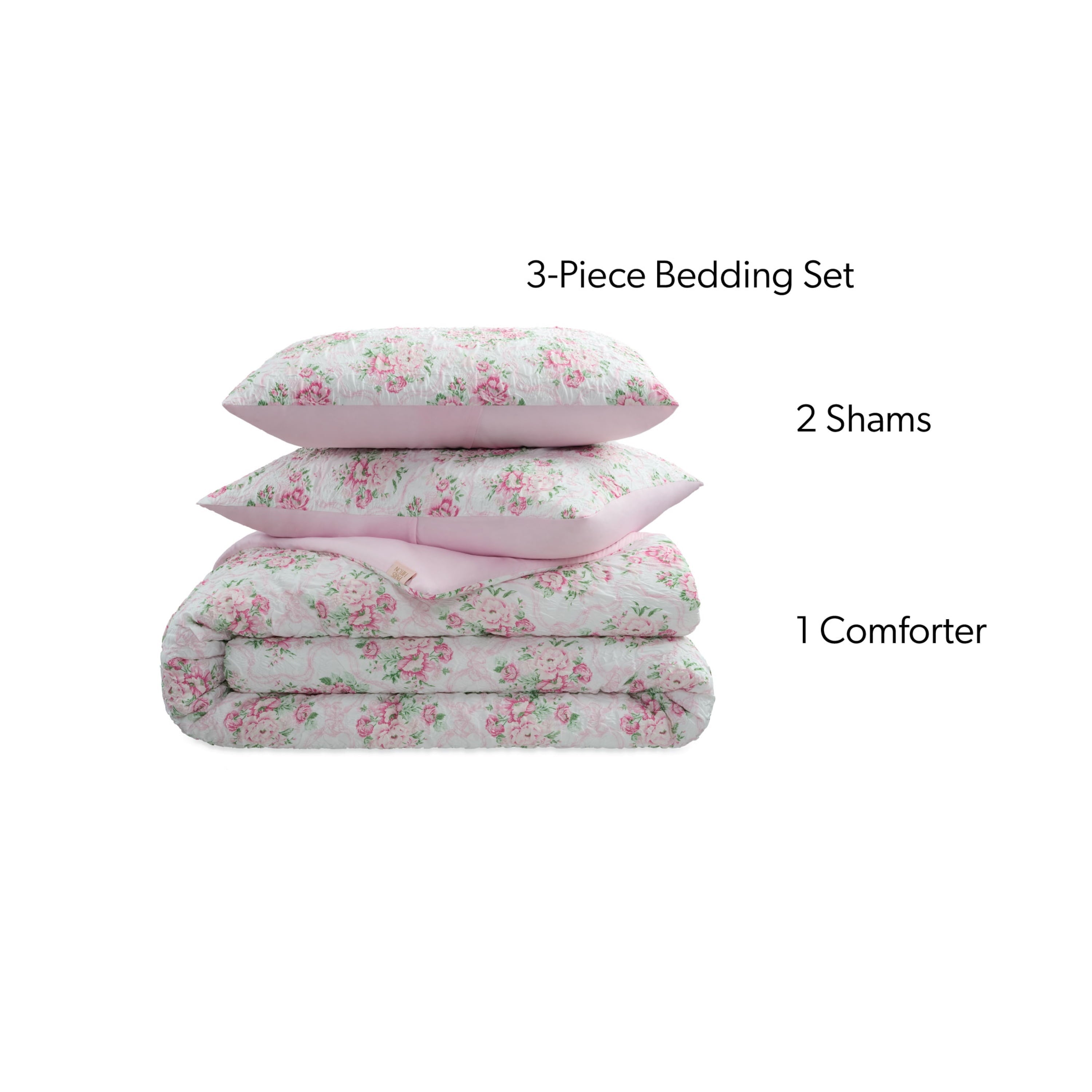 Luxurious Quilted 2-Piece Coquette Floral Pink Comforter Set, Twin/Twin XL - All-Season Down Alternative Comforter Insert - Default Title
