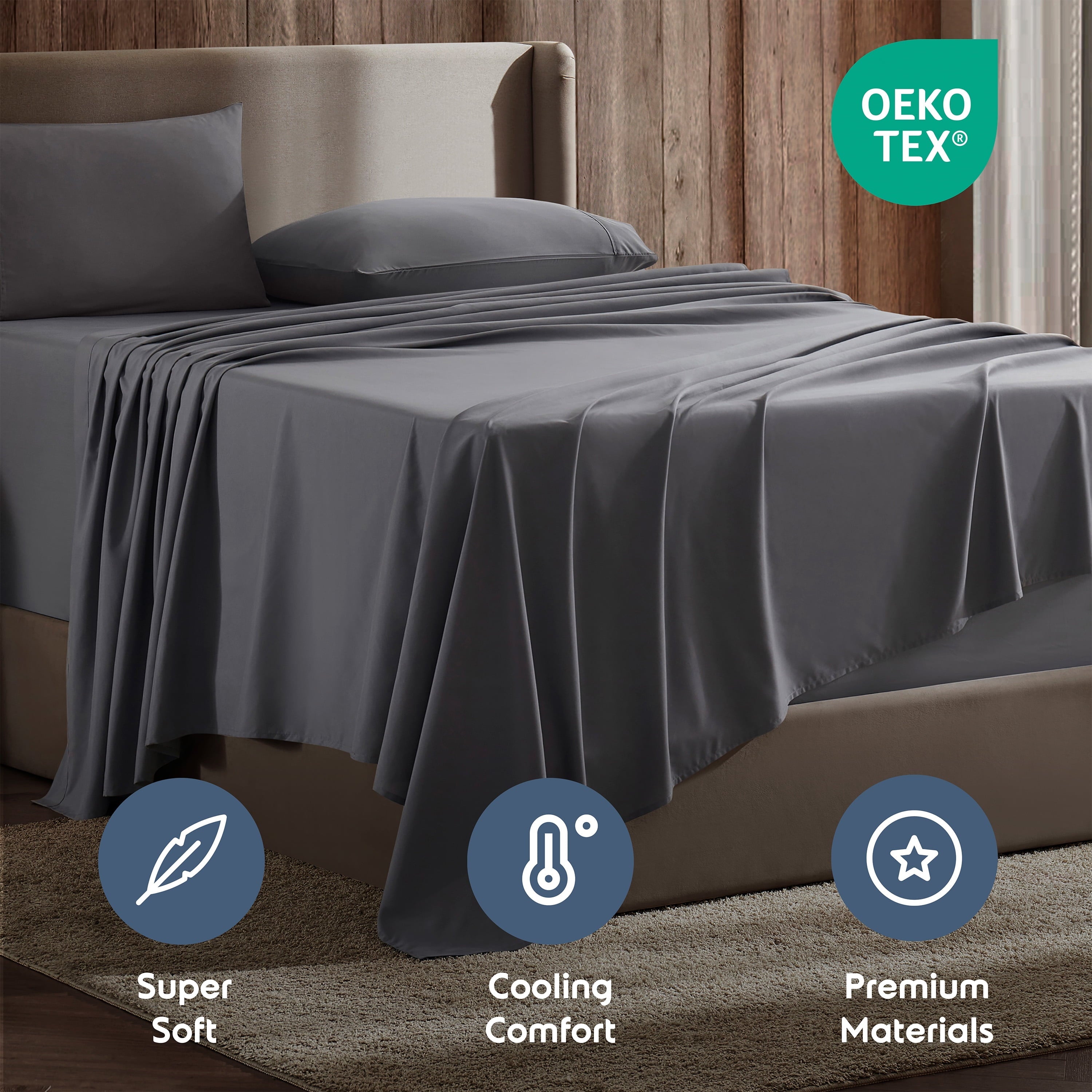 Breathable Luxury Queen Sheets Set, 1800 Series Extra Deep Pocket Sheets Queen Soft Microfiber Bed Sheets, 4 Piece Queen Sheet sets - Luxury Bed Sheet Set with Deep Pockets Detail