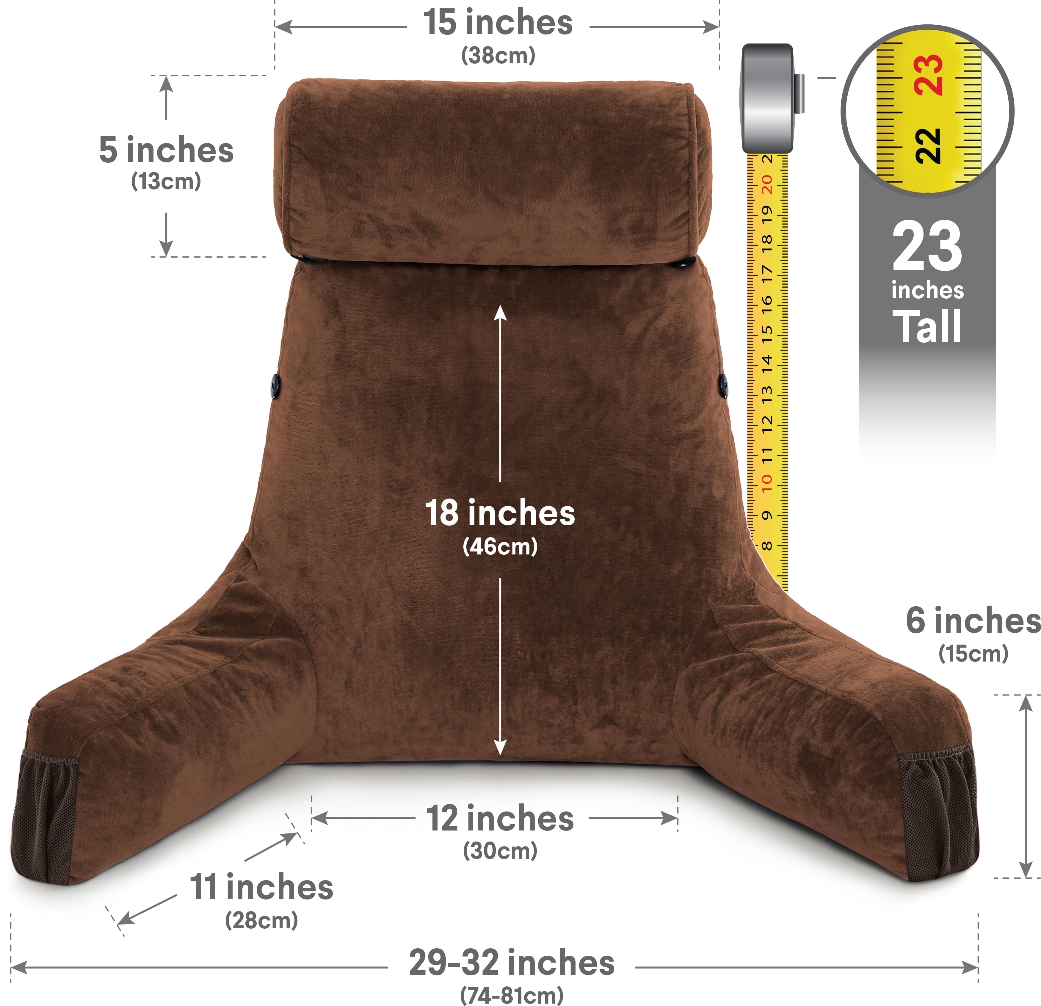 Hotel Collection Medium Chocolate Brown, Backrest - Detach Neck Roll, Removable Cover - Orthopedic Shredded Foam Bed Pillow Set Detail