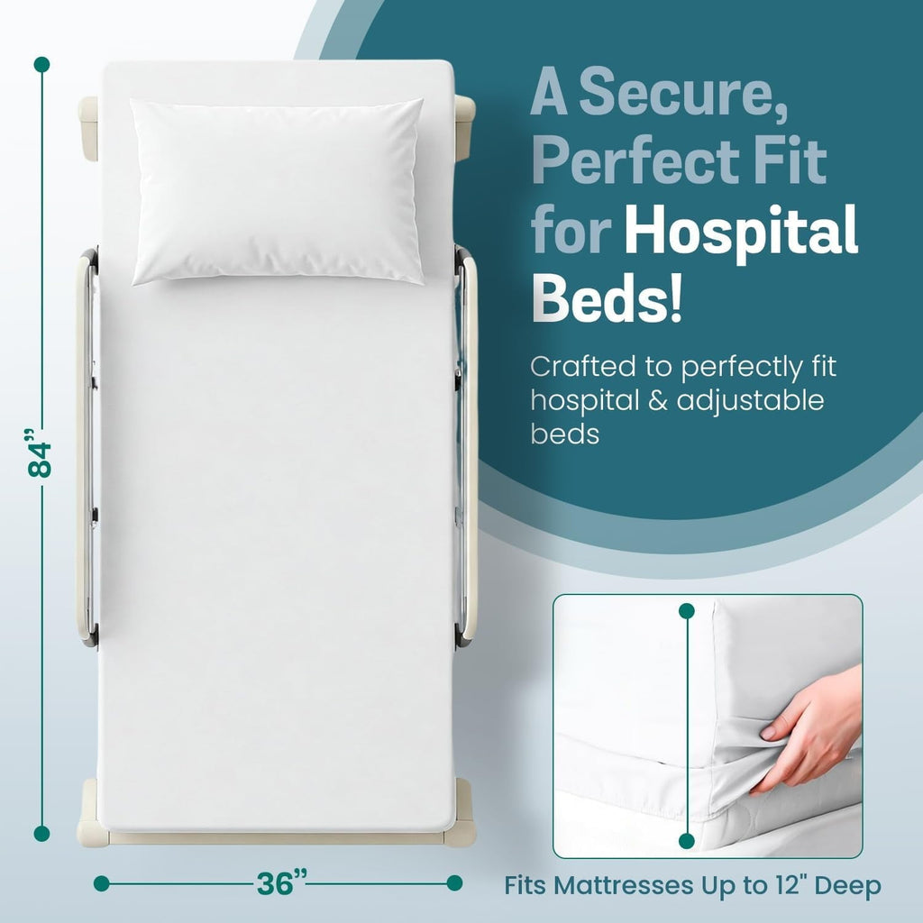 Breathable Luxury 2 Pack Fitted Hospital Bed Sheets with Elastic All Around for a Double Brushed Ultra Soft Breathable 100% Microfiber ... - Breathable Egyptian Cotton Flat & Fitted Sheets Detail