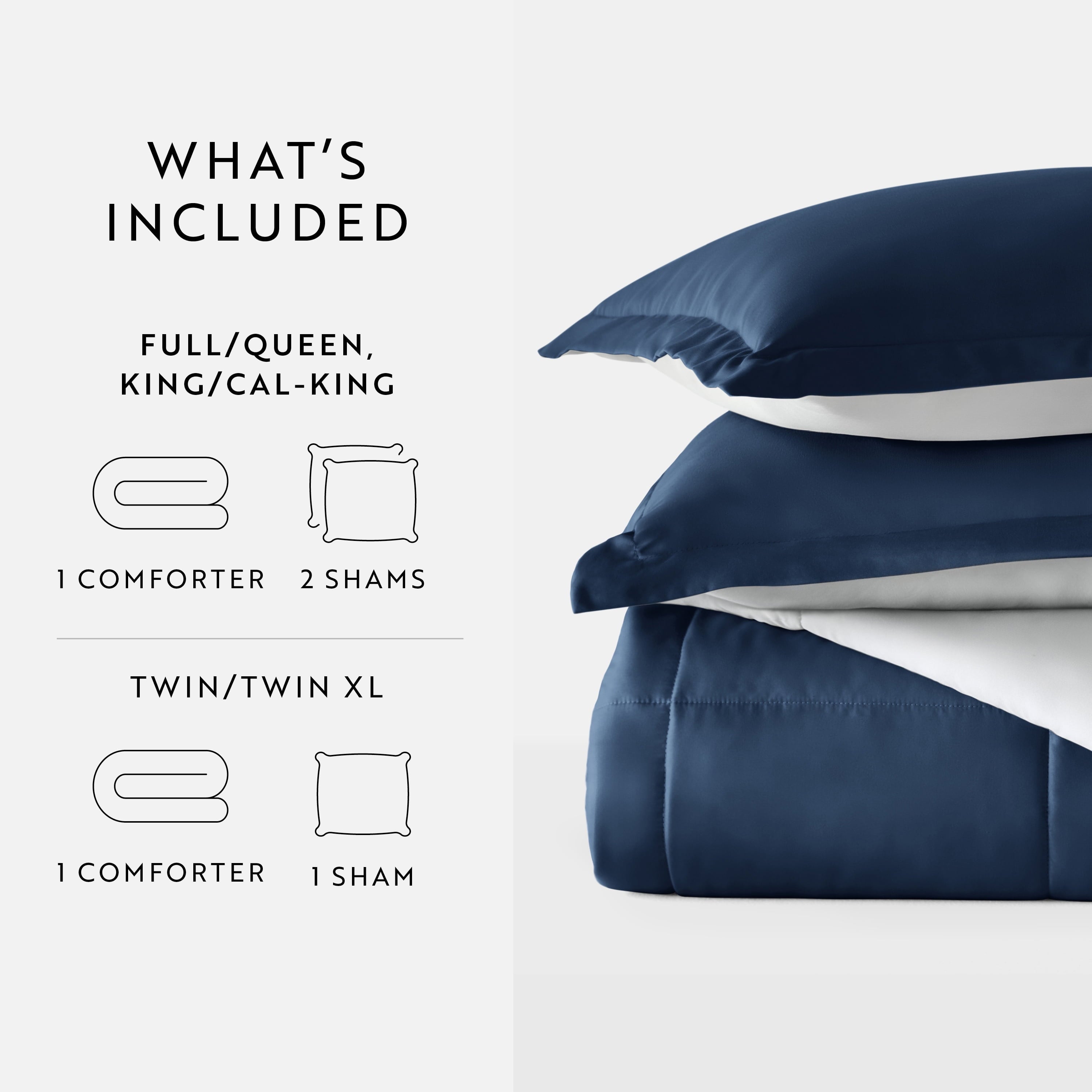 Hypoallergenic Cloud 2-Piece Navy & Gray Reversible Down Alternative Comforter Set, Twin/Twin XL - Hypoallergenic Ultra-Fluffy Quilt for Winter Detail