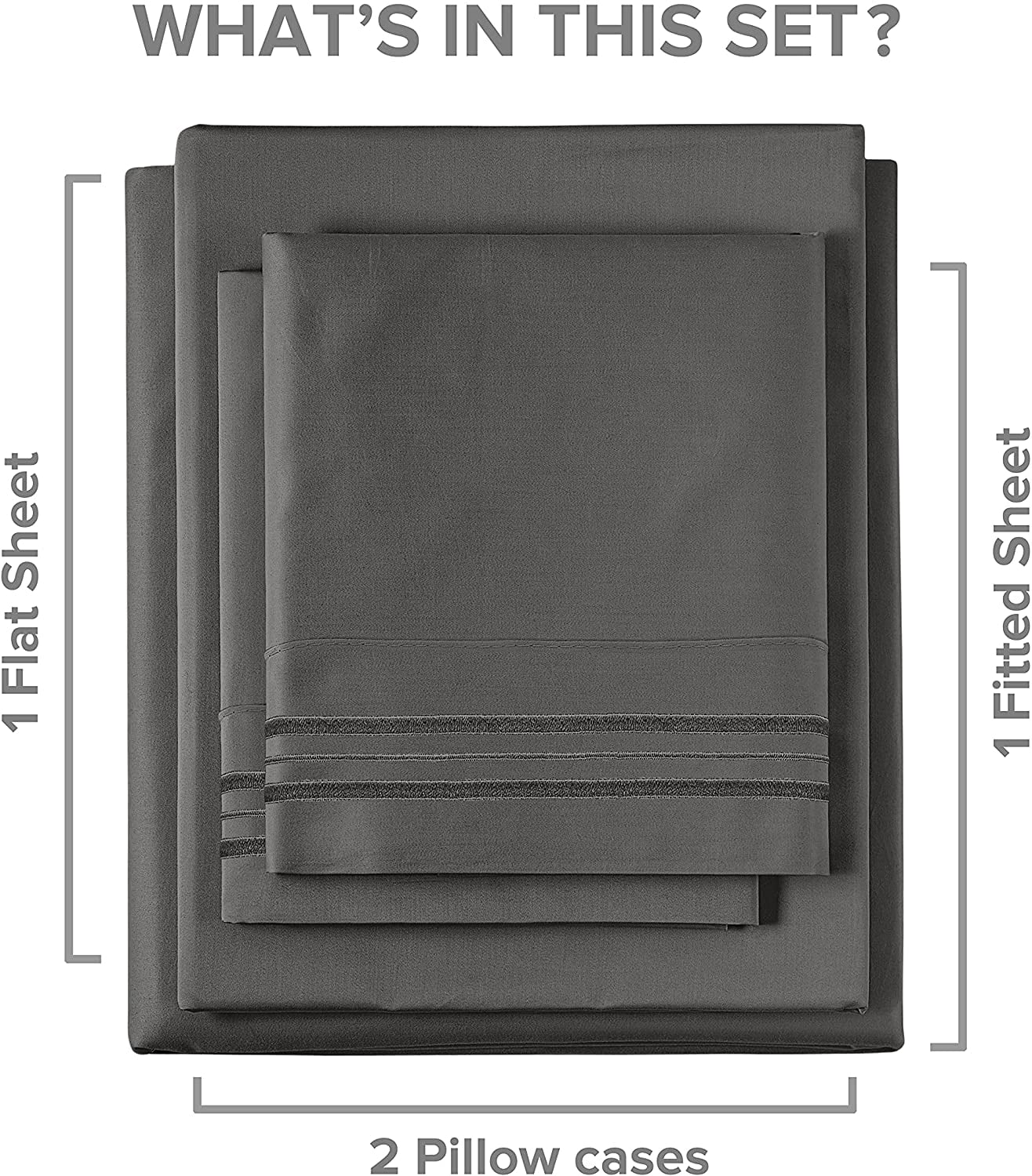 Ultra-Soft 4-Piece Extra Deep Pocket Sheet Set - Full Size Breathable & Cooling Bed Sheets Fits 18"-24" Mattresses, Gray - Cooling Hotel Quality Bedding Sheets and Pillowcases Detail