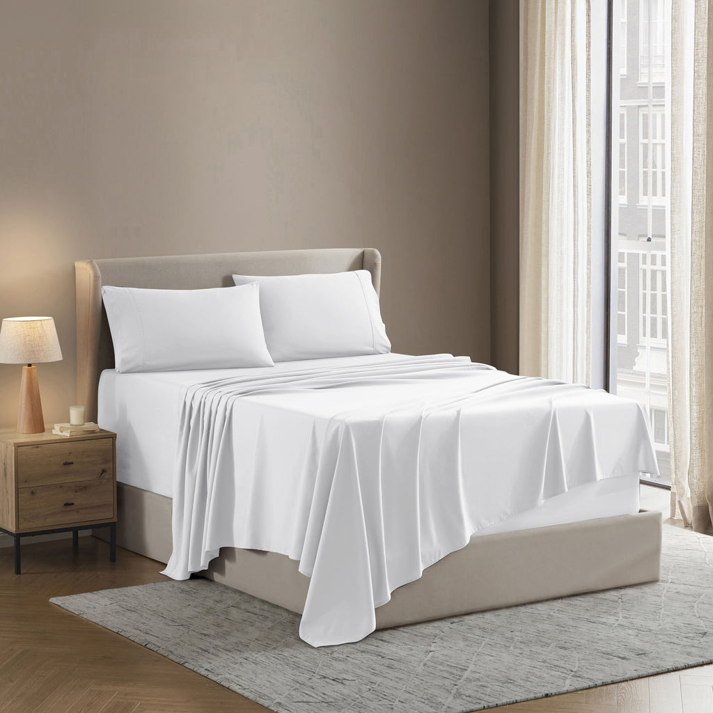 Breathable Luxury Set, Hotel Style Deep Pocket 4 Piece Bed , Luxury Soft Microfiber Sheet Sets, White - Cooling Hotel Quality Bedding Sheets and Pillowcases Detail