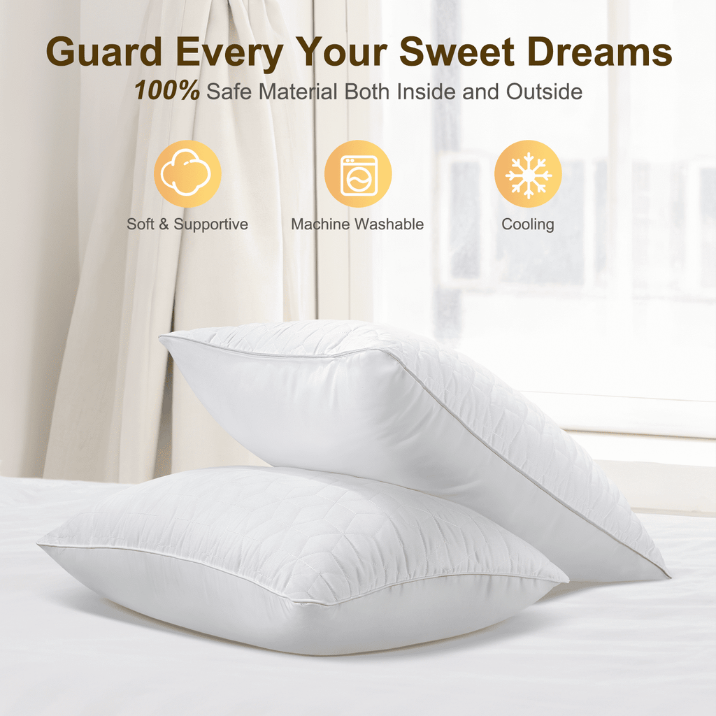Orthopedic Support Bed Pillows Queen Size Set of 2, Hotel Gusseted Pillows for Sleeping, Alternative to Down Pillows, Soft Supportive & ... - Orthopedic Shredded Foam Bed Pillow Set Detail