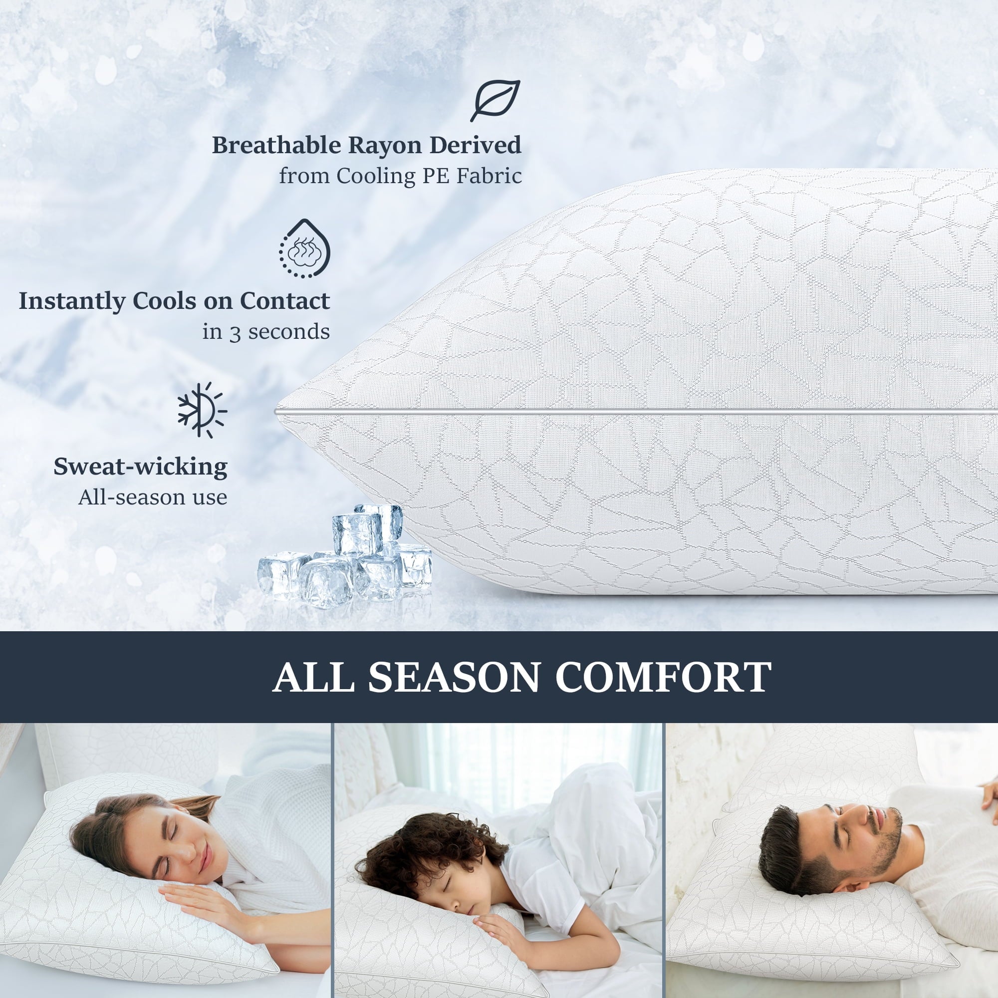 Hotel Collection Queen Size Bed Pillows 1-Pack,2.2lb High Quality Down Alternative Filled,3D Breathable Cover,Hotel Collection Pillows... - Ergonomic Memory Foam Pillow for Neck Pain Support Detail