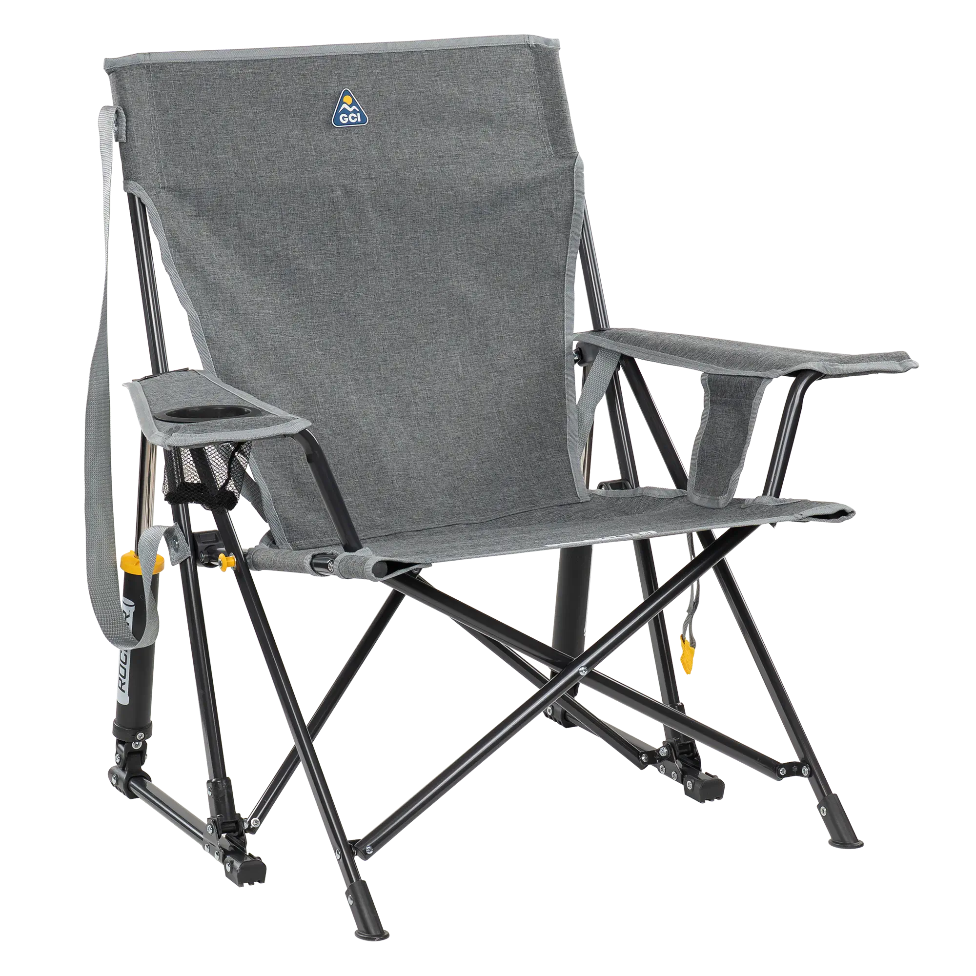 Heavy-Duty Freestyle Kickback Rocker - Choice 345 - Freestyle Rocker Portable Outdoor Folding Chair - Heathered Pewter