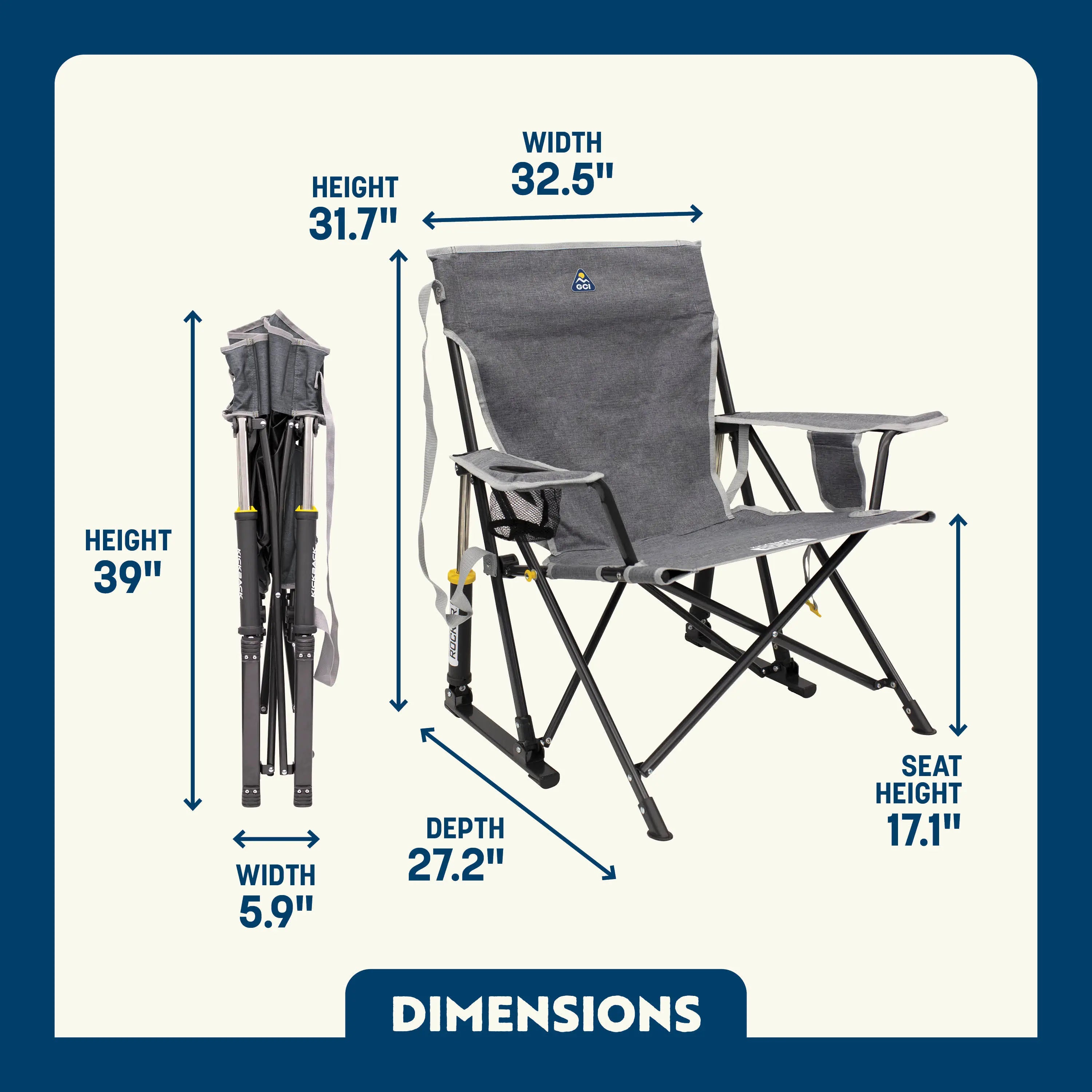 Heavy-Duty Freestyle Kickback Rocker - Choice 345 - Freestyle Rocker Portable Outdoor Folding Chair Detail