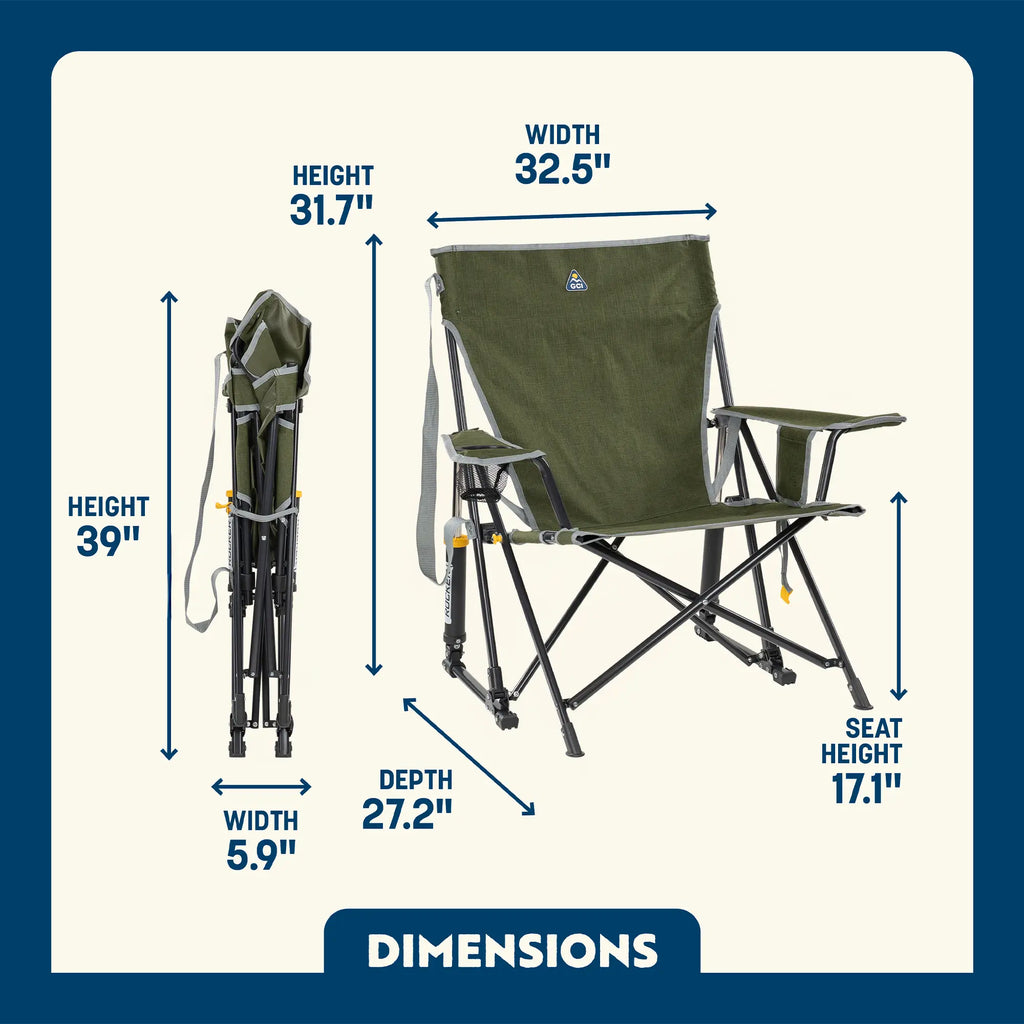 Heavy-Duty Freestyle Kickback Rocker - Choice 345 - Freestyle Rocker Portable Outdoor Folding Chair Detail