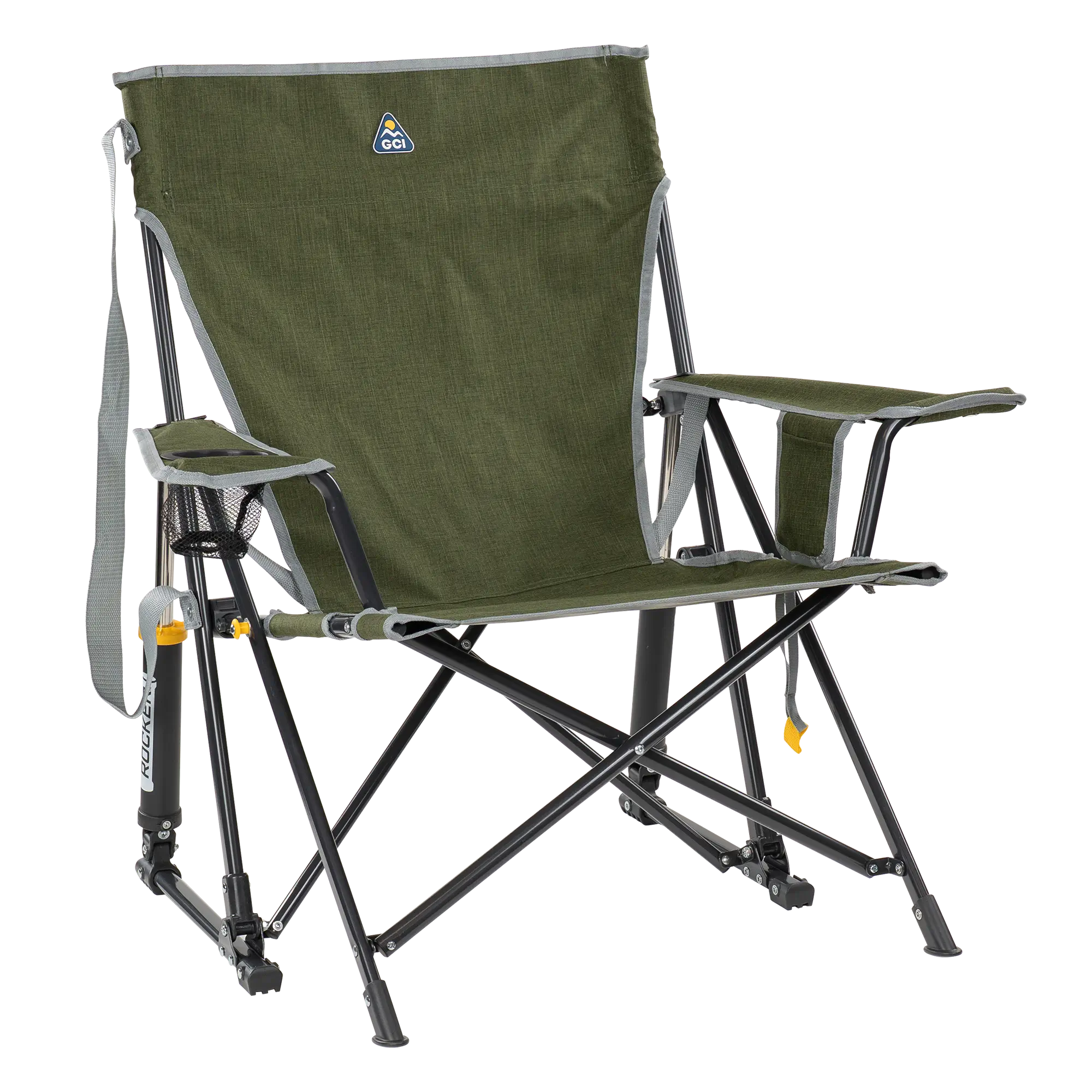 Heavy-Duty Freestyle Kickback Rocker - Choice 345 - Freestyle Rocker Portable Outdoor Folding Chair - Heathered Loden
