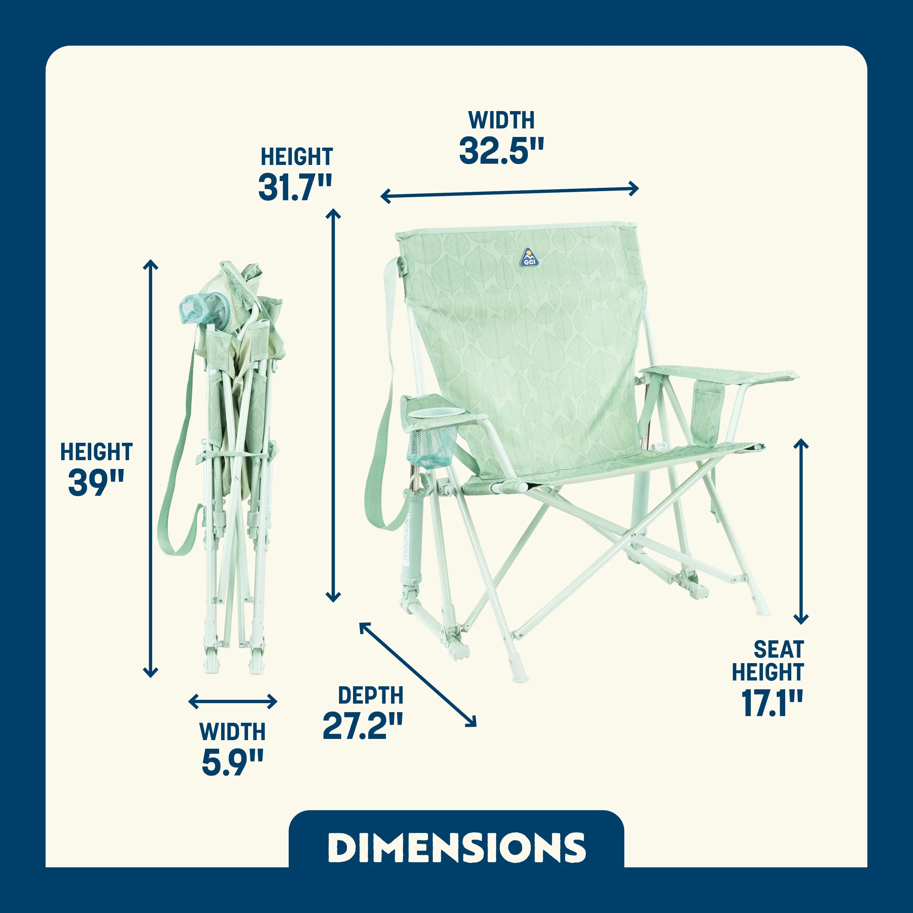 Heavy-Duty Freestyle Kickback Rocker - Choice 345 - Freestyle Rocker Portable Outdoor Folding Chair Detail