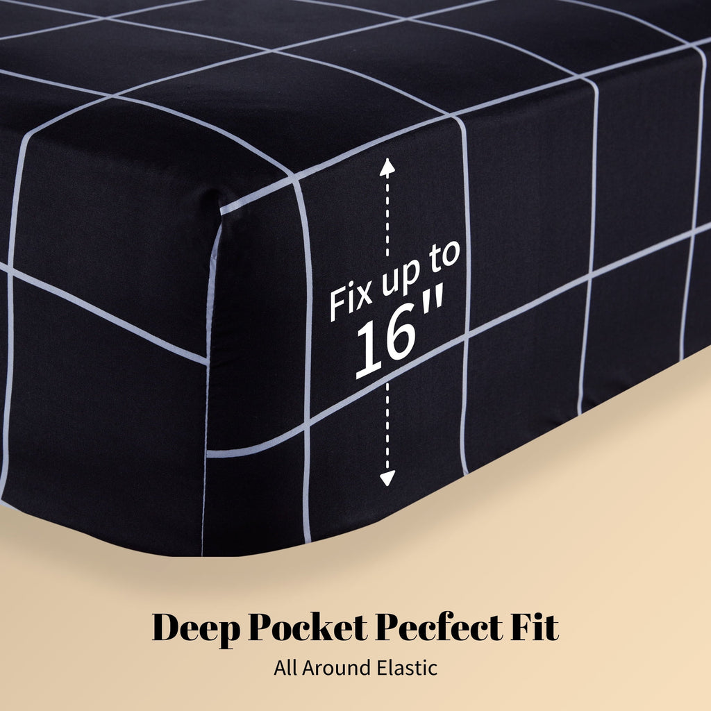 Cooling Sateen Full Bed Sheet Set, 4 Pieces Breathable & Super Soft, Easy Care Printed Microfiber with Deep Pocket & Envelope Closur... - Premium Ultra-Soft Pillowcase Pair for Sleeping Detail