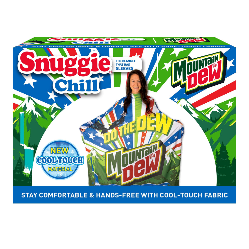 Cozy Fleece Chill Wearable Blanket with Sleeves in Cool Touch Fabric, Mountain Dew Red White & Dew Americana - Lightweight Plush Warm Blanket for All Seasons Detail