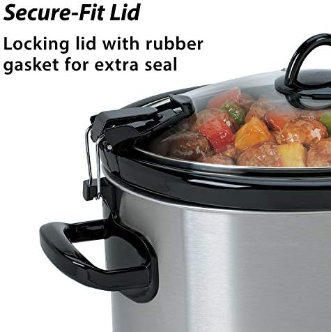 Large Capacity Crock-Pot Cook & Carry 6 Quart Portable Slow Cooker S07N - Programmable Slow Cooker with Oval Ceramic Pot Detail