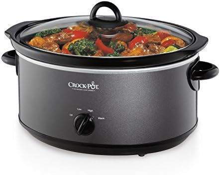 Oval Ceramic Crock-Pot 7 Quart Slow Cooker – Charcoal S09Q - Stainless Steel Slow Cooker with Locking Lid Detail