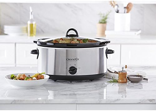 Oval Ceramic Crock-Pot 7 Quart Oval Manual Slow Cooker – Stainless Steel S29K - Stainless Steel Slow Cooker with Locking Lid Detail