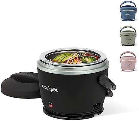 Rapid Heating Crock-Pot Electric Lunch Box Food Warmer 20oz – Black S26G - Mini Personal Food Warmer for Healthy Meal Prep - Black Licorice