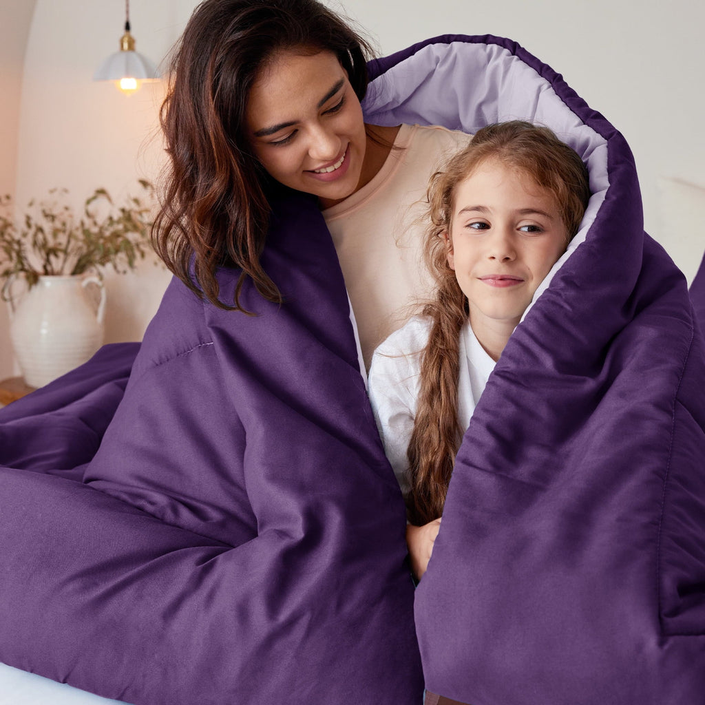 Heavyweight Warmth Lightweight Reversible 3-Piece Comforter Set All Seasons, Down Alternative Comforter with 2 Pillow Shams, Queen Size,... - All-Season Down Alternative Comforter Insert Detail