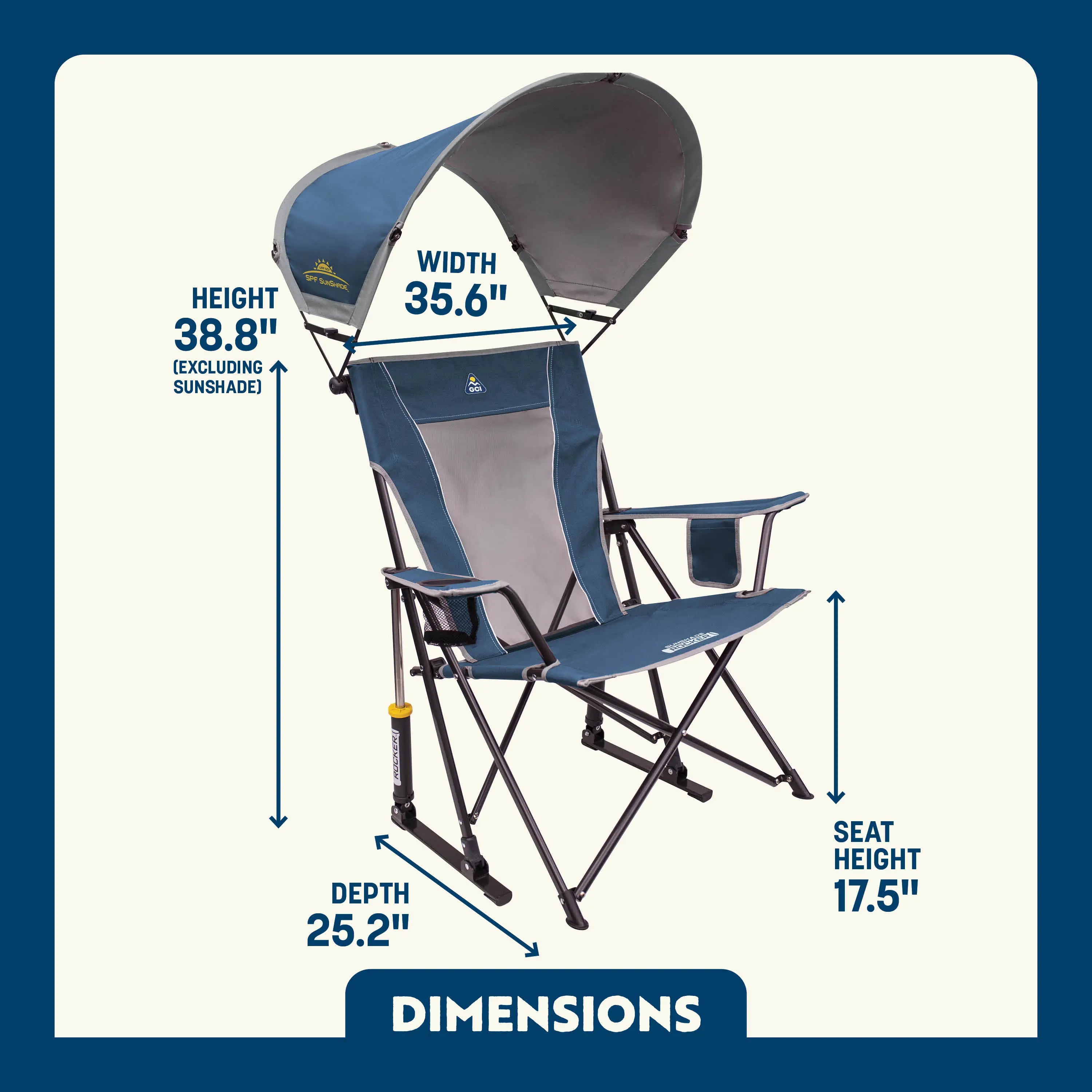 Heavy-Duty Freestyle SunShade Rocker - Choice 550 - RoadTrip Rocker Smooth Motion Camp Chair Detail